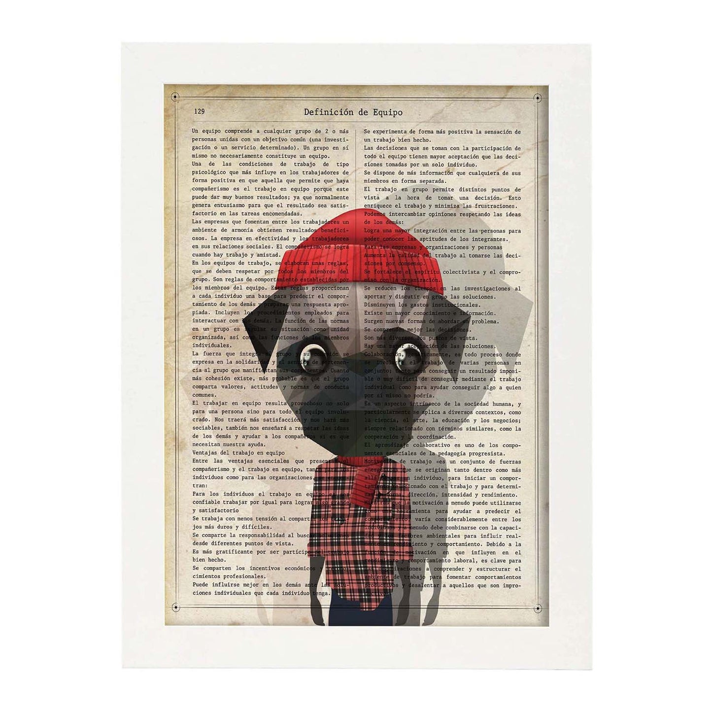 Poster de Perro camisa leñador. Láminas de animales con definiciones. Ilustraciones de animales con textos.-Artwork-Nacnic-A3-Marco Blanco-Nacnic Estudio SL