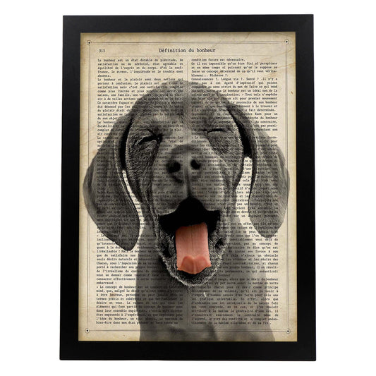 Poster de Perro con lengua fuera. Láminas de animales con definiciones. Ilustraciones de animales con textos.-Artwork-Nacnic-A4-Marco Negro-Nacnic Estudio SL
