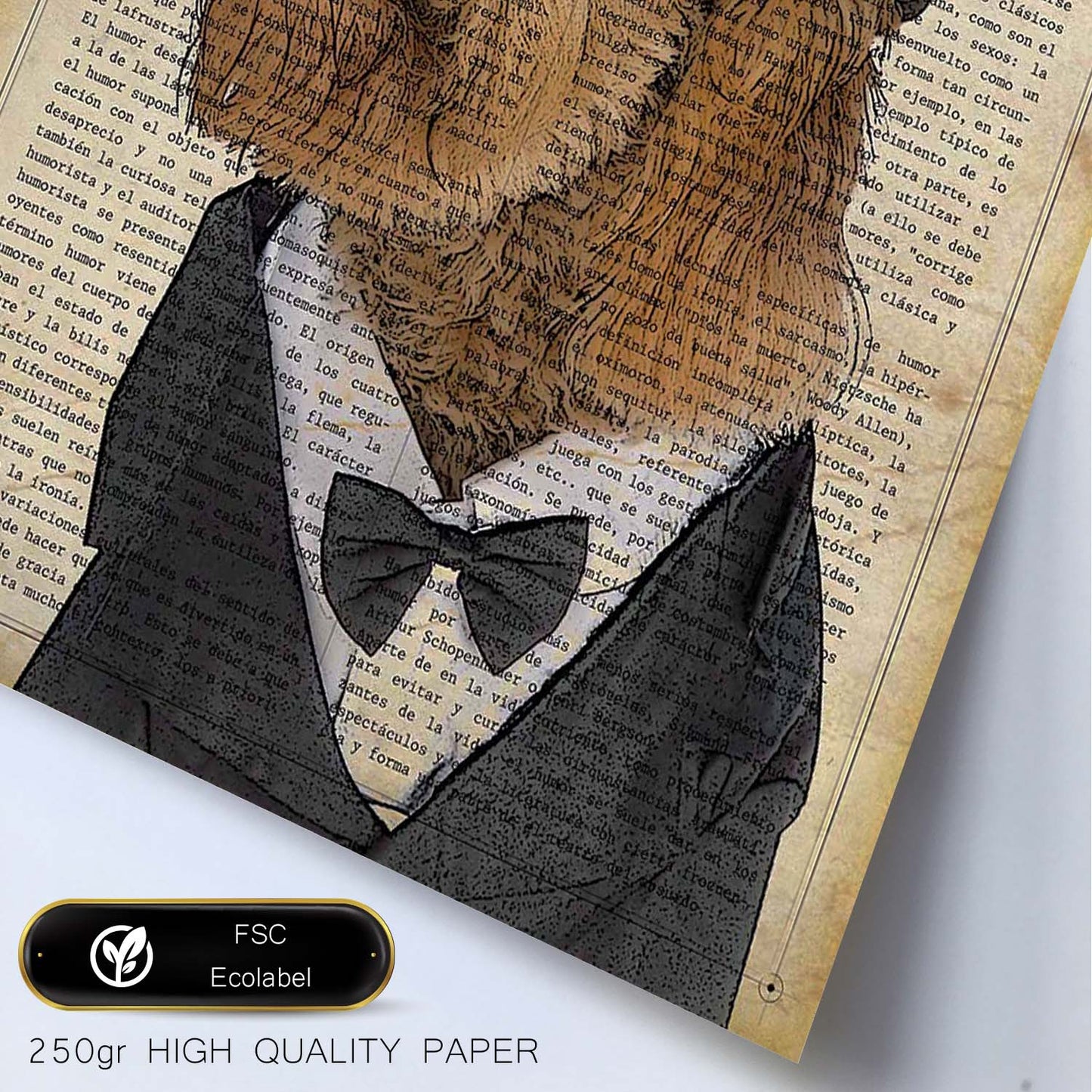 Poster de Perro con pajarita. Láminas de animales con definiciones. Ilustraciones de animales con textos.-Artwork-Nacnic-Nacnic Estudio SL