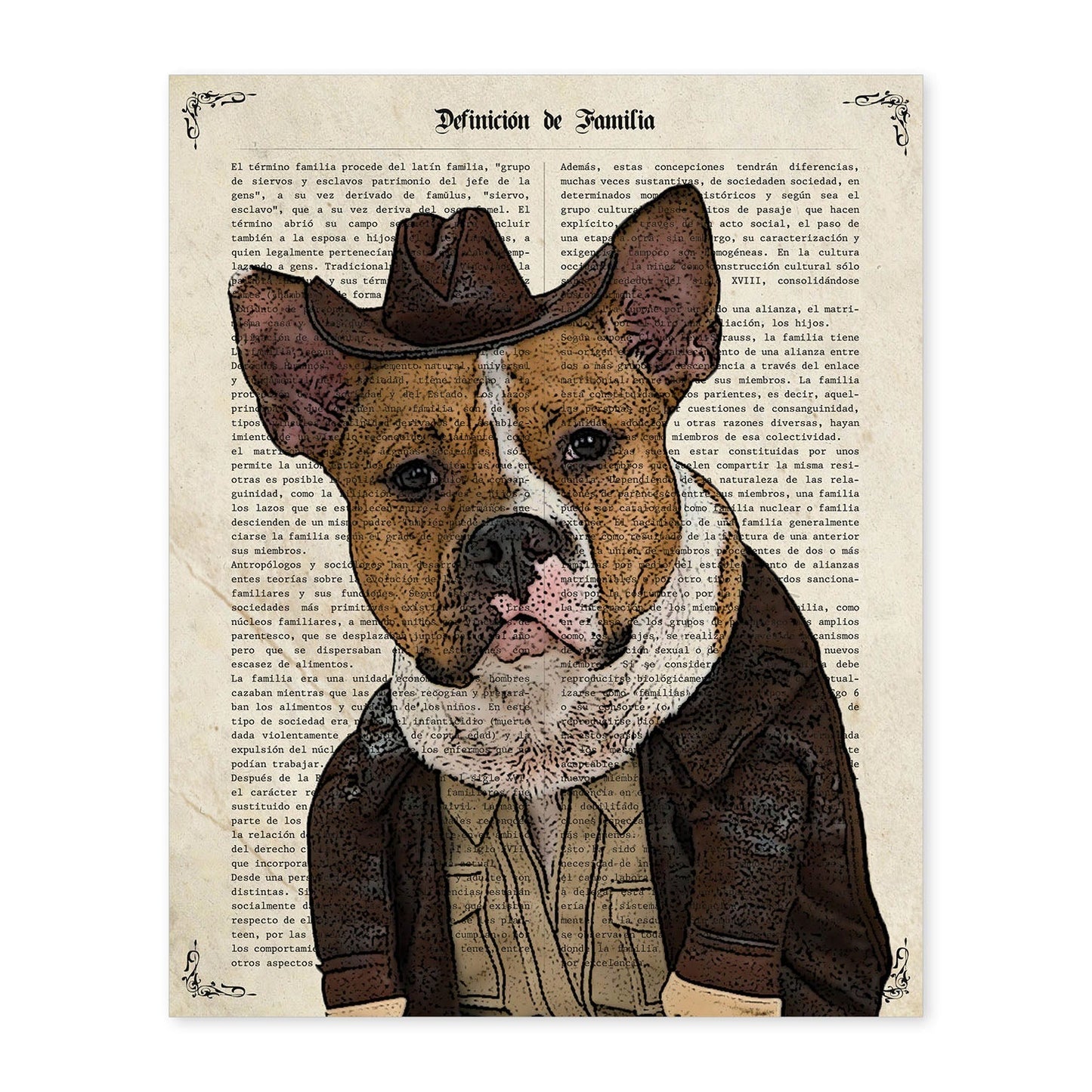 Poster de Perro cowboy. Láminas de animales con definiciones. Ilustraciones de animales con textos.-Artwork-Nacnic-A4-Sin marco-Nacnic Estudio SL