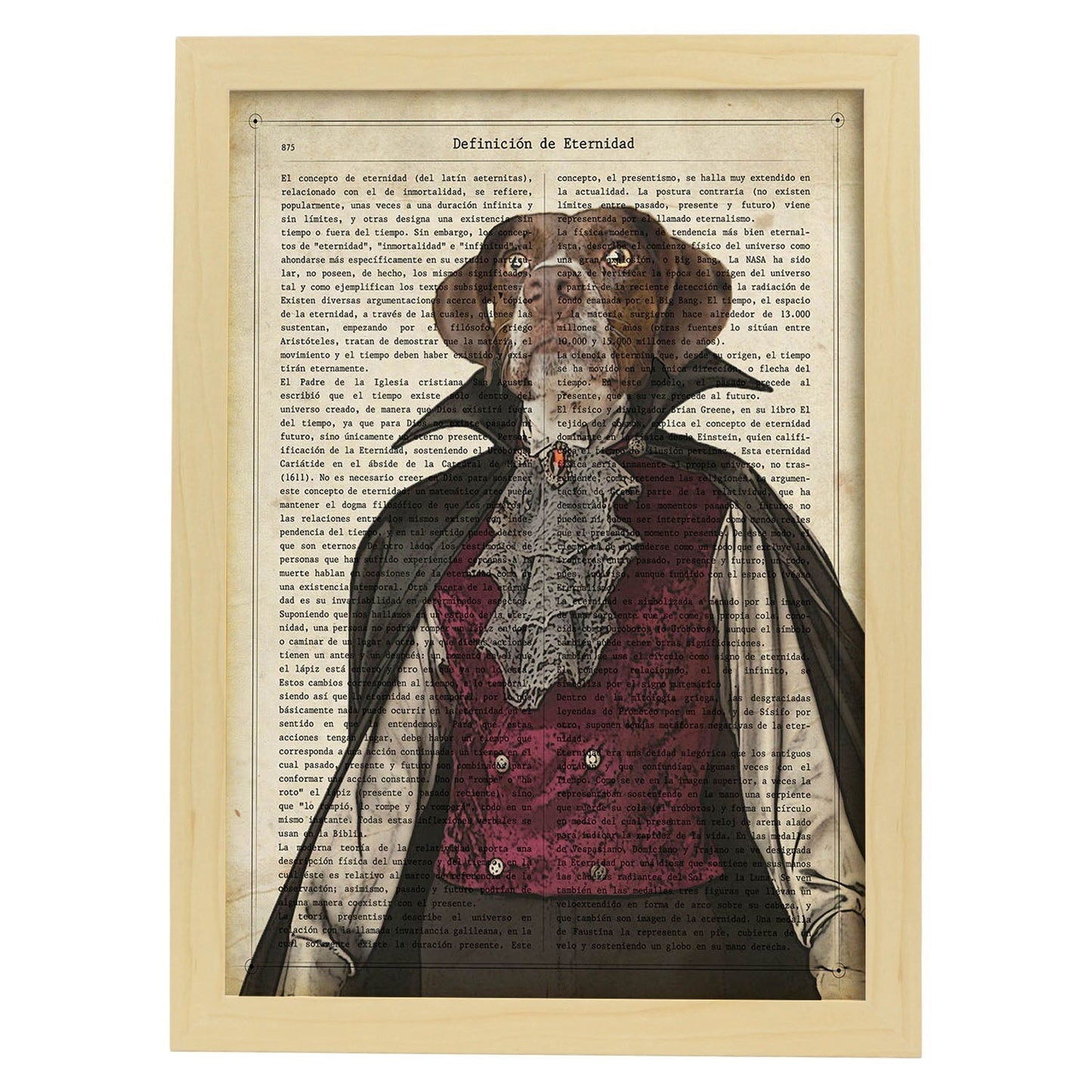 Poster de Perro dracula. Láminas de animales con definiciones. Ilustraciones de animales con textos.-Artwork-Nacnic-A3-Marco Madera clara-Nacnic Estudio SL