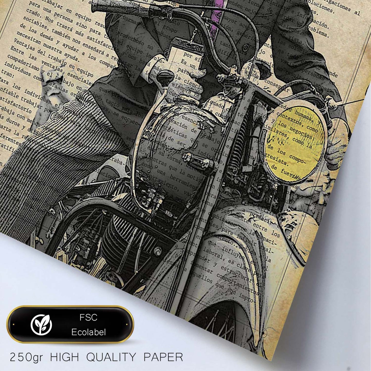 Poster de Perro en moto. Láminas de animales con definiciones. Ilustraciones de animales con textos.-Artwork-Nacnic-Nacnic Estudio SL
