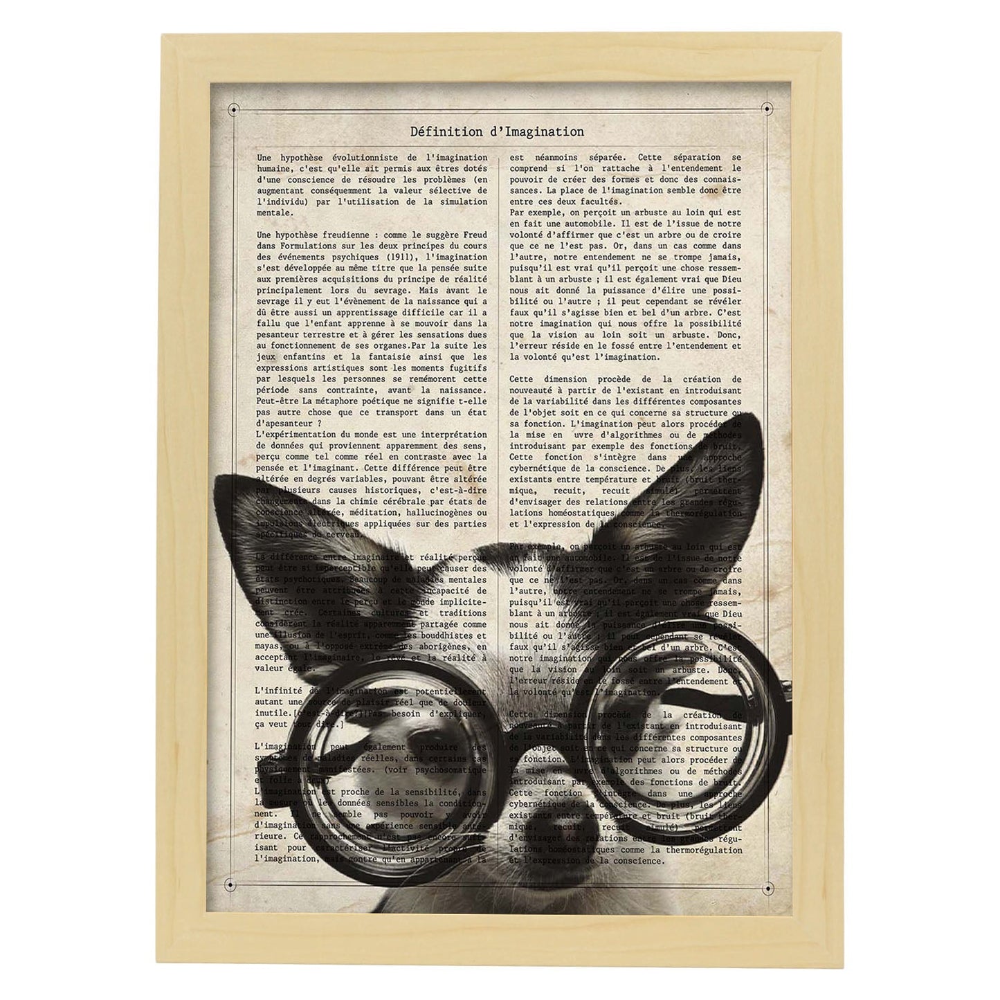 Poster de Perro gafotas. Láminas de animales con definiciones. Ilustraciones de animales con textos.-Artwork-Nacnic-A4-Marco Madera clara-Nacnic Estudio SL