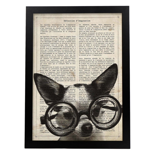 Poster de Perro gafotas. Láminas de animales con definiciones. Ilustraciones de animales con textos.-Artwork-Nacnic-A4-Marco Negro-Nacnic Estudio SL