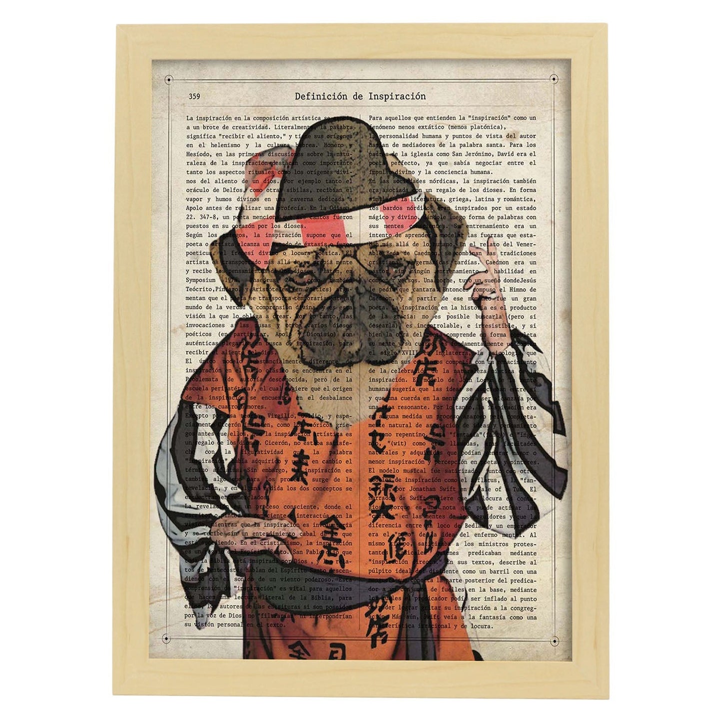 Poster de Perro Kung fu. Láminas de animales con definiciones. Ilustraciones de animales con textos.-Artwork-Nacnic-A3-Marco Madera clara-Nacnic Estudio SL