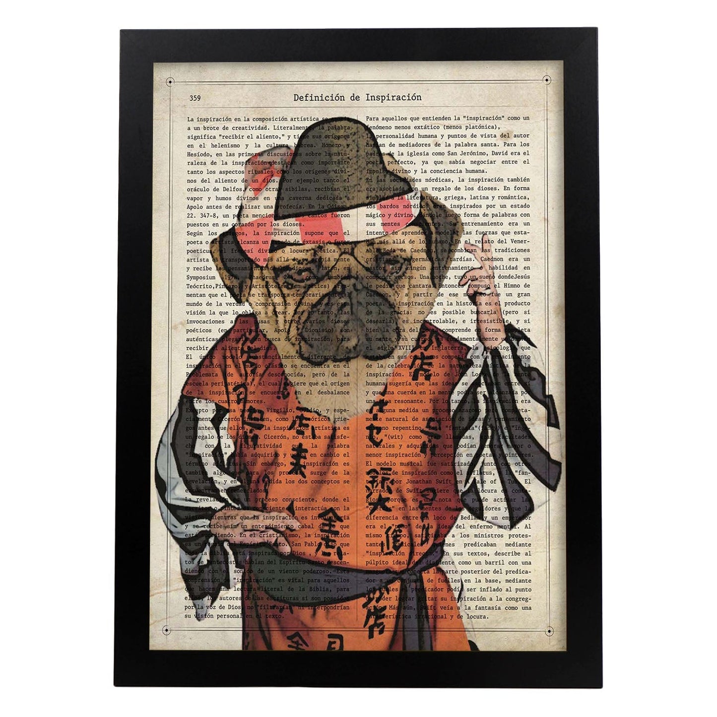 Poster de Perro Kung fu. Láminas de animales con definiciones. Ilustraciones de animales con textos.-Artwork-Nacnic-A4-Marco Negro-Nacnic Estudio SL