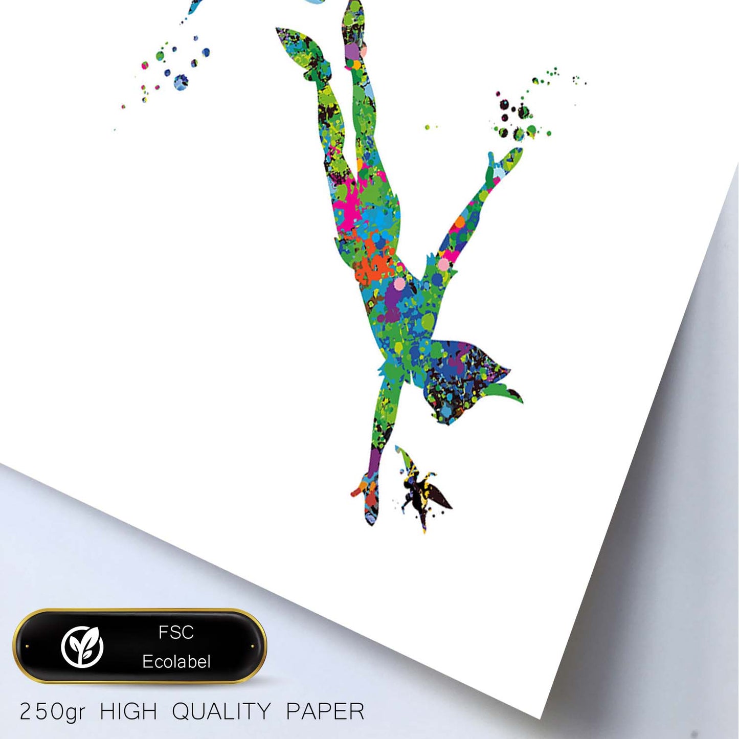 Poster de Peter Pan estilo acuarela. Láminas de cine, películas, y actores. Posters de películas antiguas con estilo acuarela.-Artwork-Nacnic-Nacnic Estudio SL