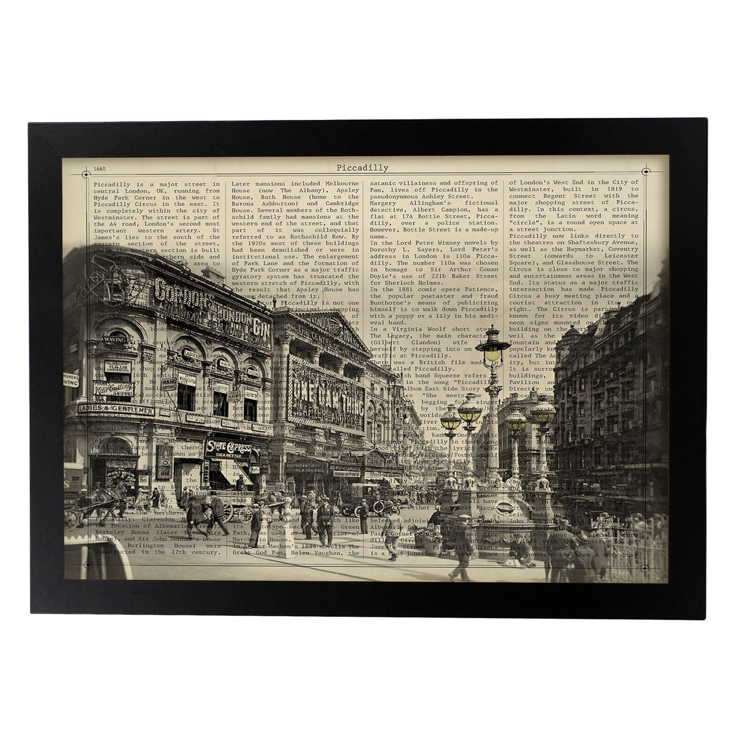 Poster de Piccadilly Circus (Londres)2. Láminas e ilustraciones de ciudades del mundo y monumentos famosos.-Artwork-Nacnic-A3-Marco Negro-Nacnic Estudio SL