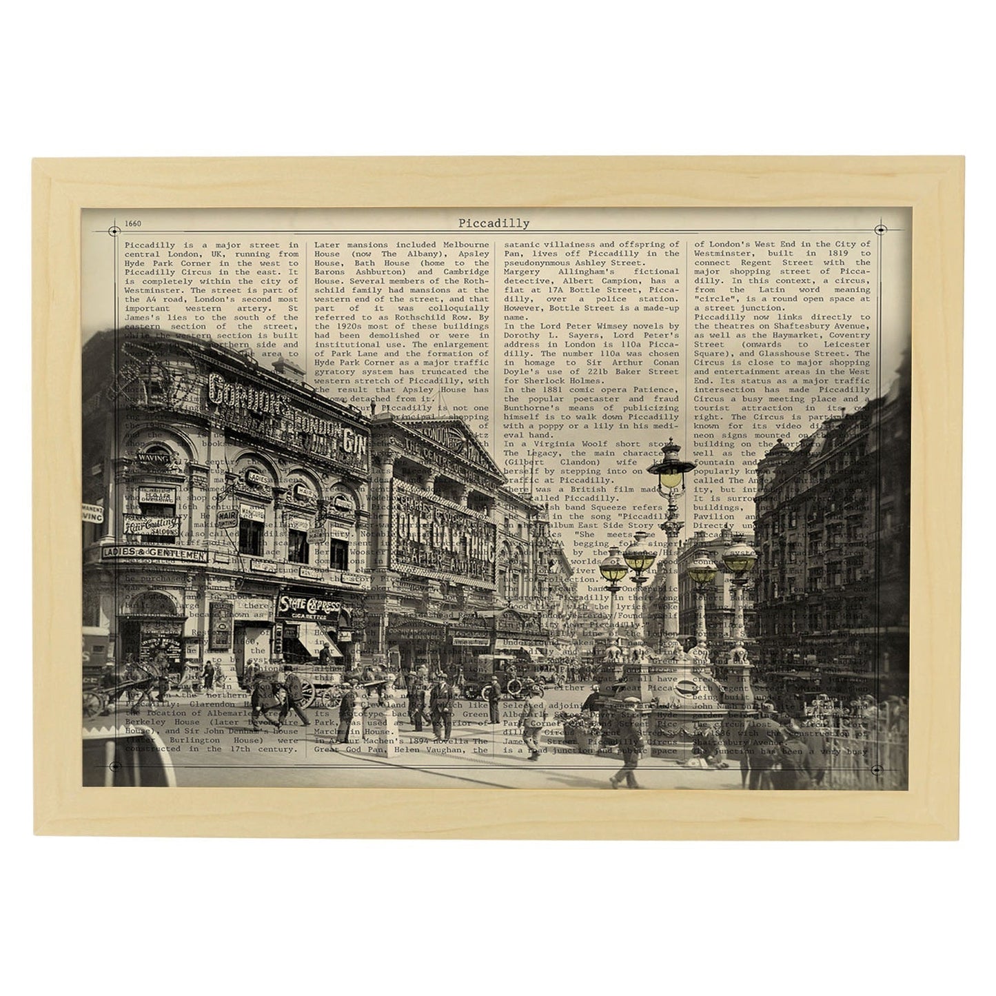 Poster de Piccadilly Circus (Londres)2. Láminas e ilustraciones de ciudades del mundo y monumentos famosos.-Artwork-Nacnic-A4-Marco Madera clara-Nacnic Estudio SL