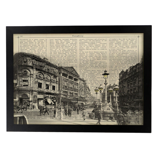 Poster de Piccadilly Circus (Londres)2. Láminas e ilustraciones de ciudades del mundo y monumentos famosos.-Artwork-Nacnic-A4-Marco Negro-Nacnic Estudio SL