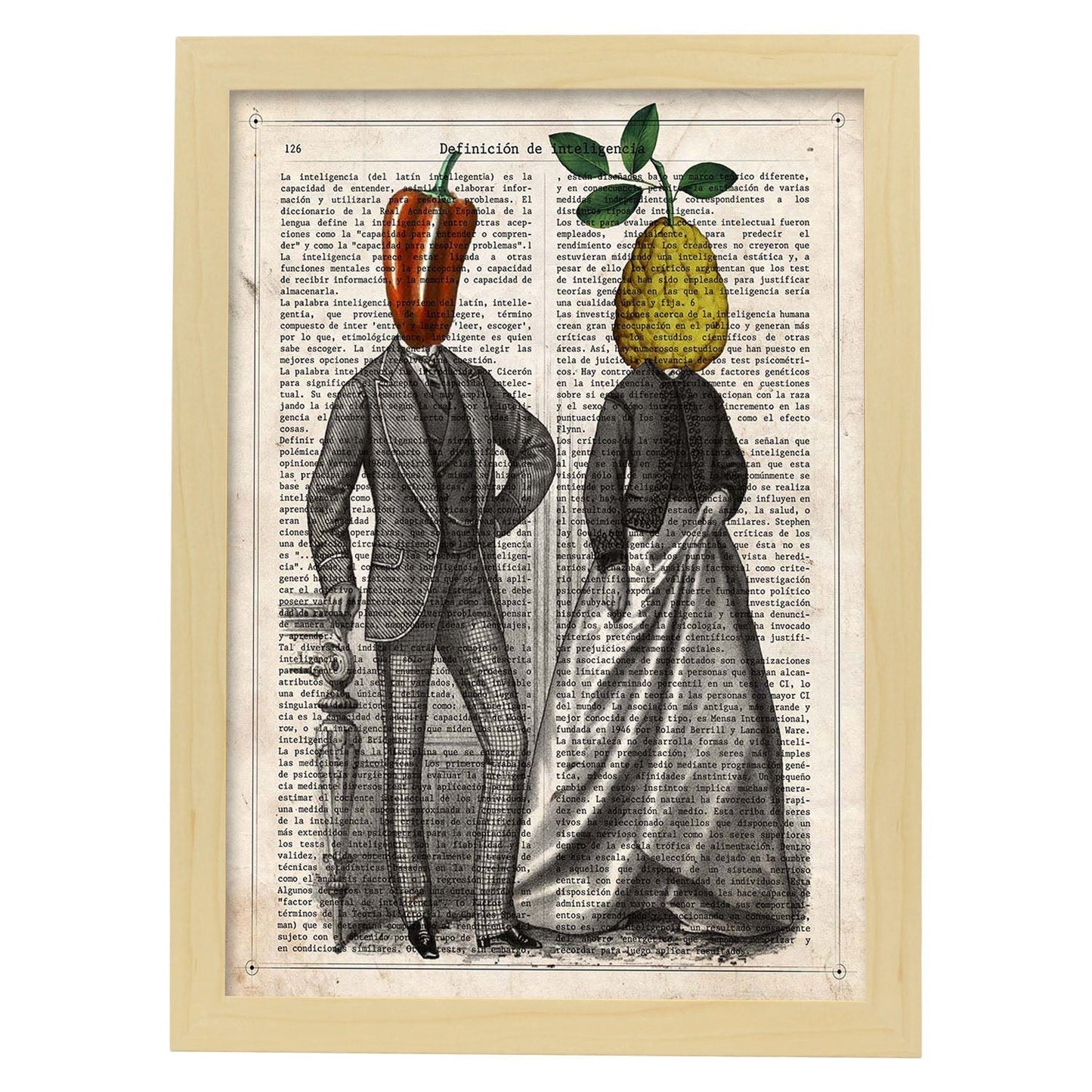 Poster de Pimiento y Membrillo. Láminas de frutas y verduras con definiciones. Ilustraciones de alimentacion vegetariana.-Artwork-Nacnic-A4-Marco Madera clara-Nacnic Estudio SL
