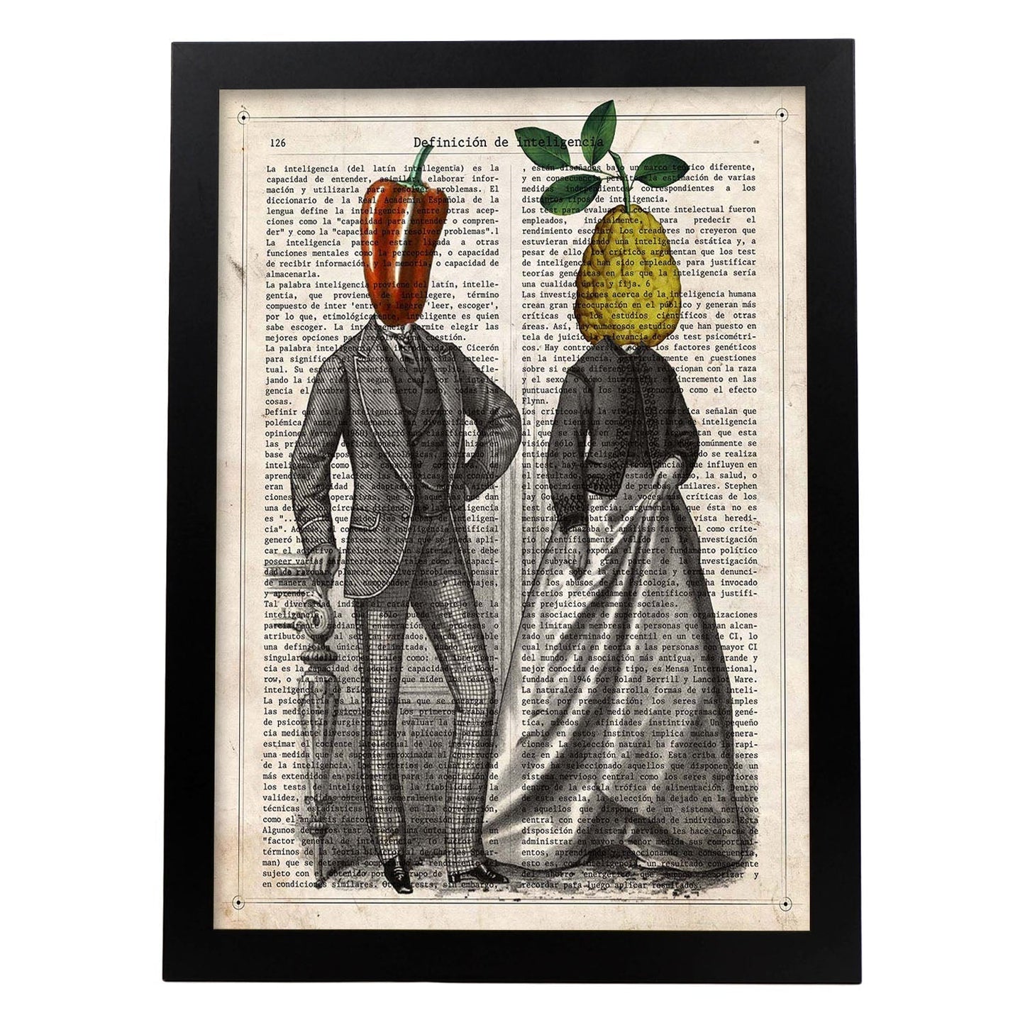 Poster de Pimiento y Membrillo. Láminas de frutas y verduras con definiciones. Ilustraciones de alimentacion vegetariana.-Artwork-Nacnic-A4-Marco Negro-Nacnic Estudio SL