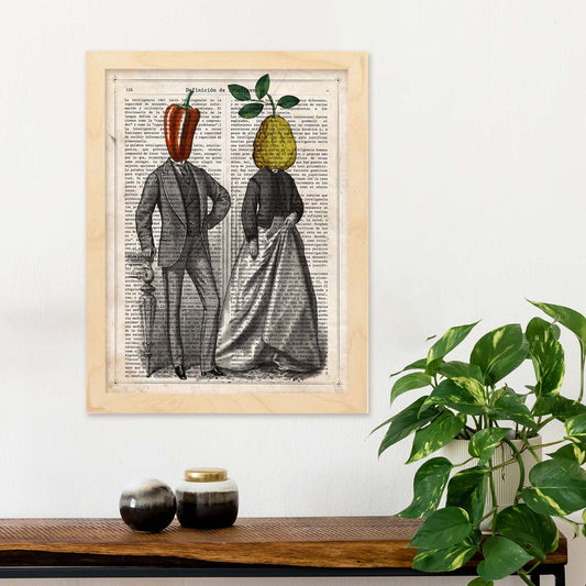 Poster de Pimiento y Membrillo. Láminas de frutas y verduras con definiciones. Ilustraciones de alimentacion vegetariana.-Artwork-Nacnic-Nacnic Estudio SL