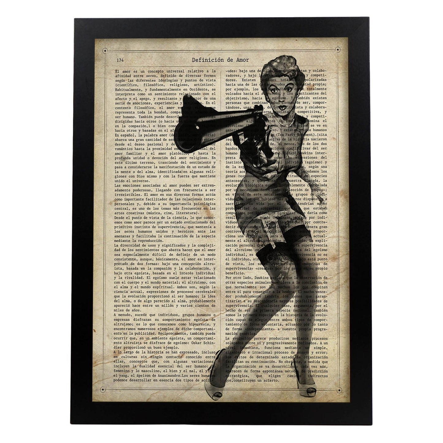 Poster de Pin up pistolera. Láminas con diseño Pin-Up para decoración de hogar. Regalo para chica pin-up.-Artwork-Nacnic-A3-Marco Negro-Nacnic Estudio SL