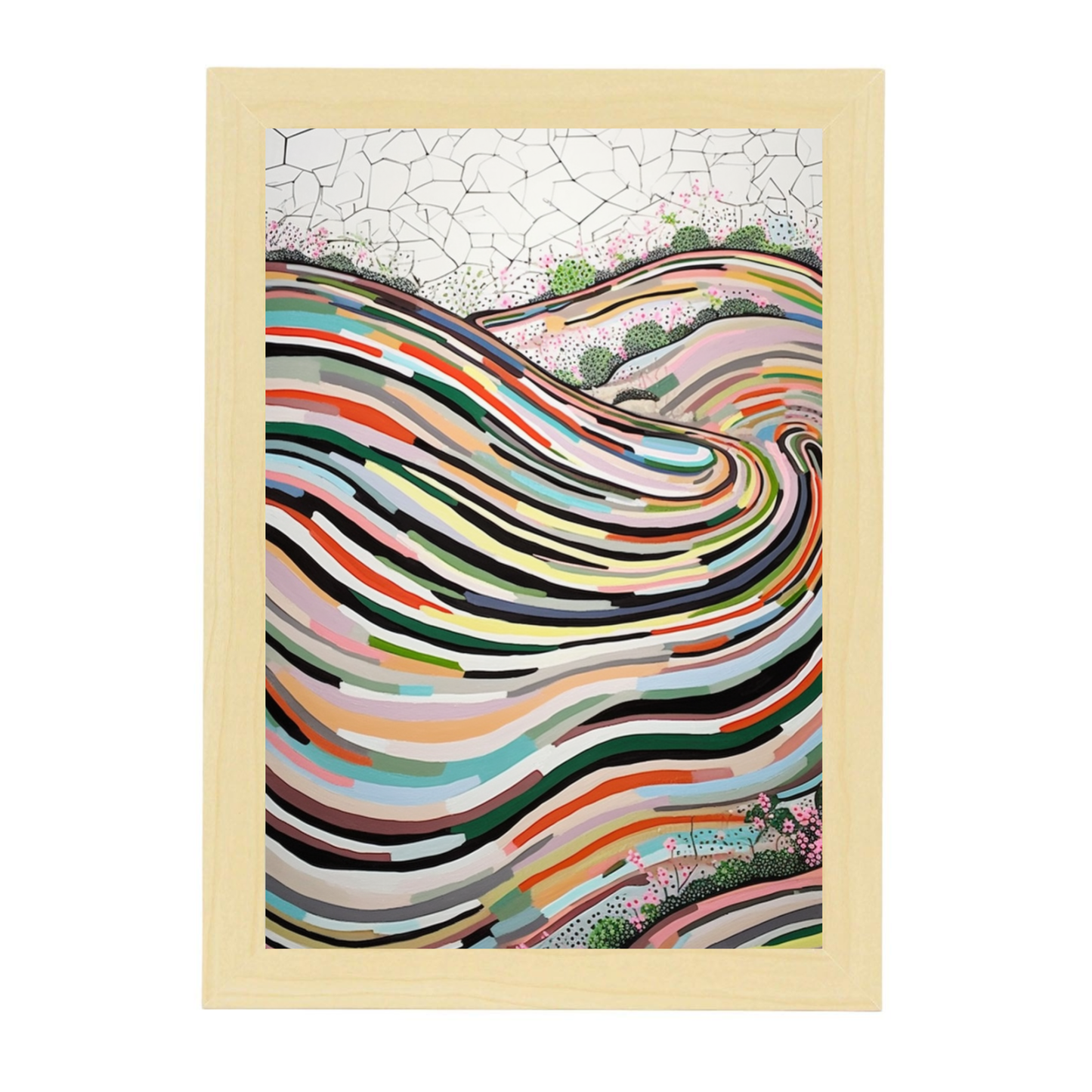 Póster de pintura abstracta con líneas curvas creada por Wu Guanzho
