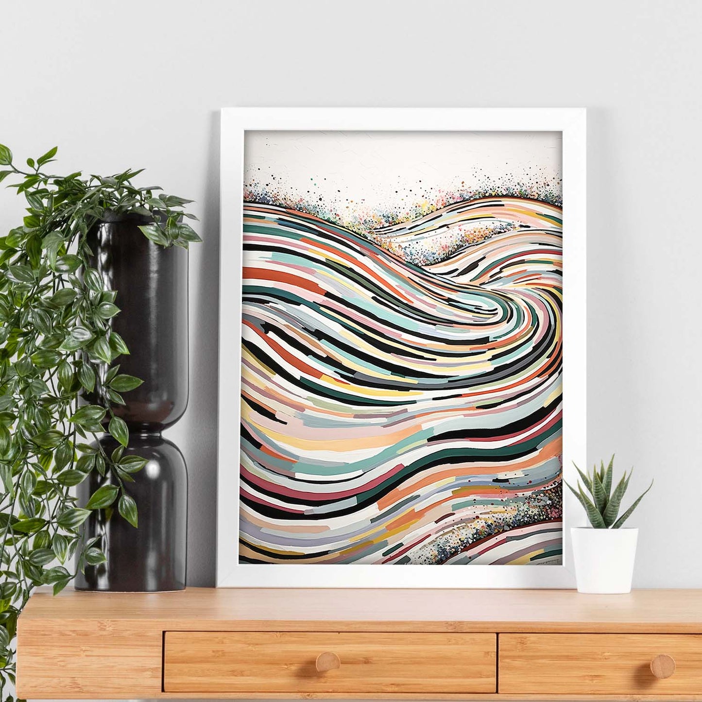 Póster Abstracto de Líneas Curvas Wu Guanzho