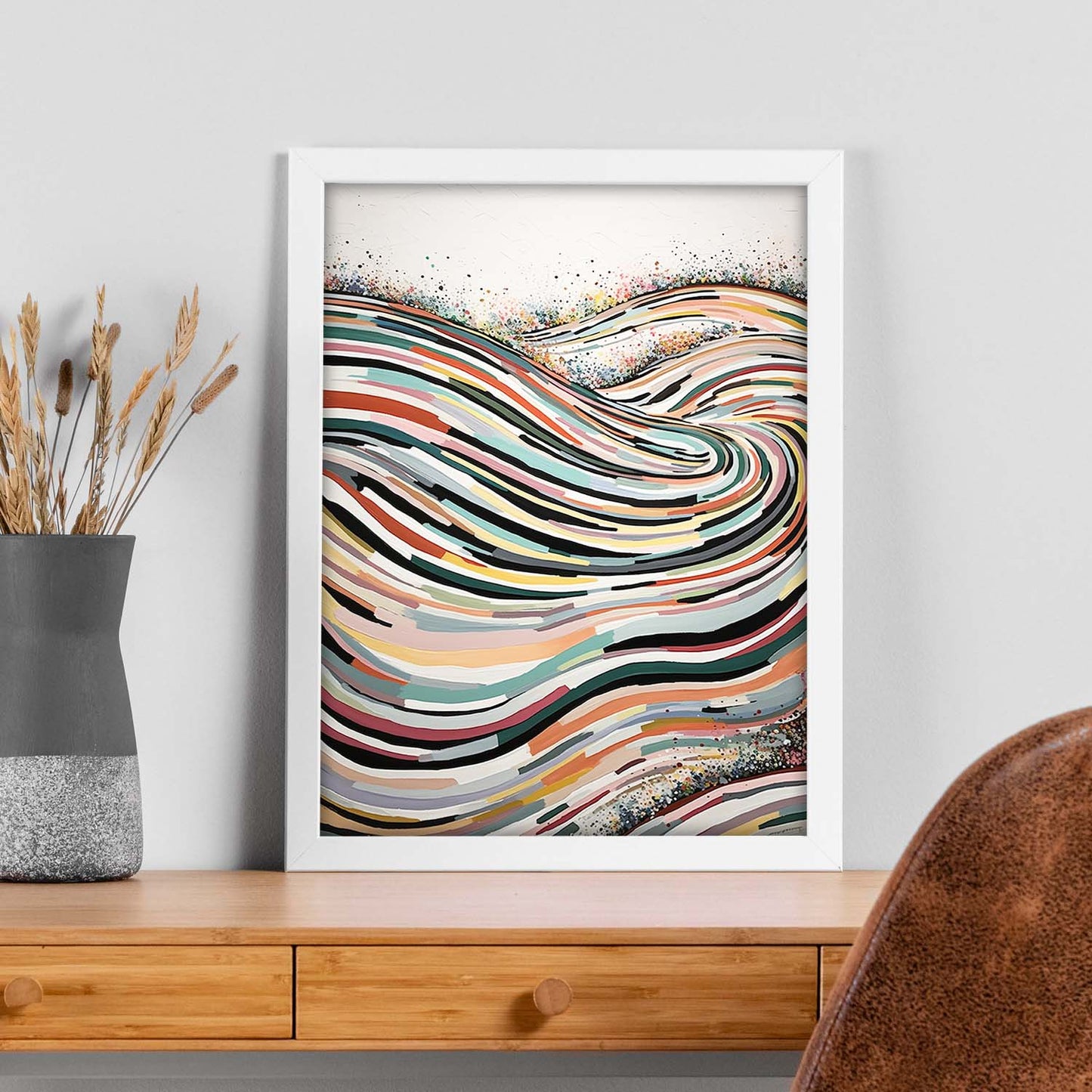 Póster Abstracto de Líneas Curvas Wu Guanzho