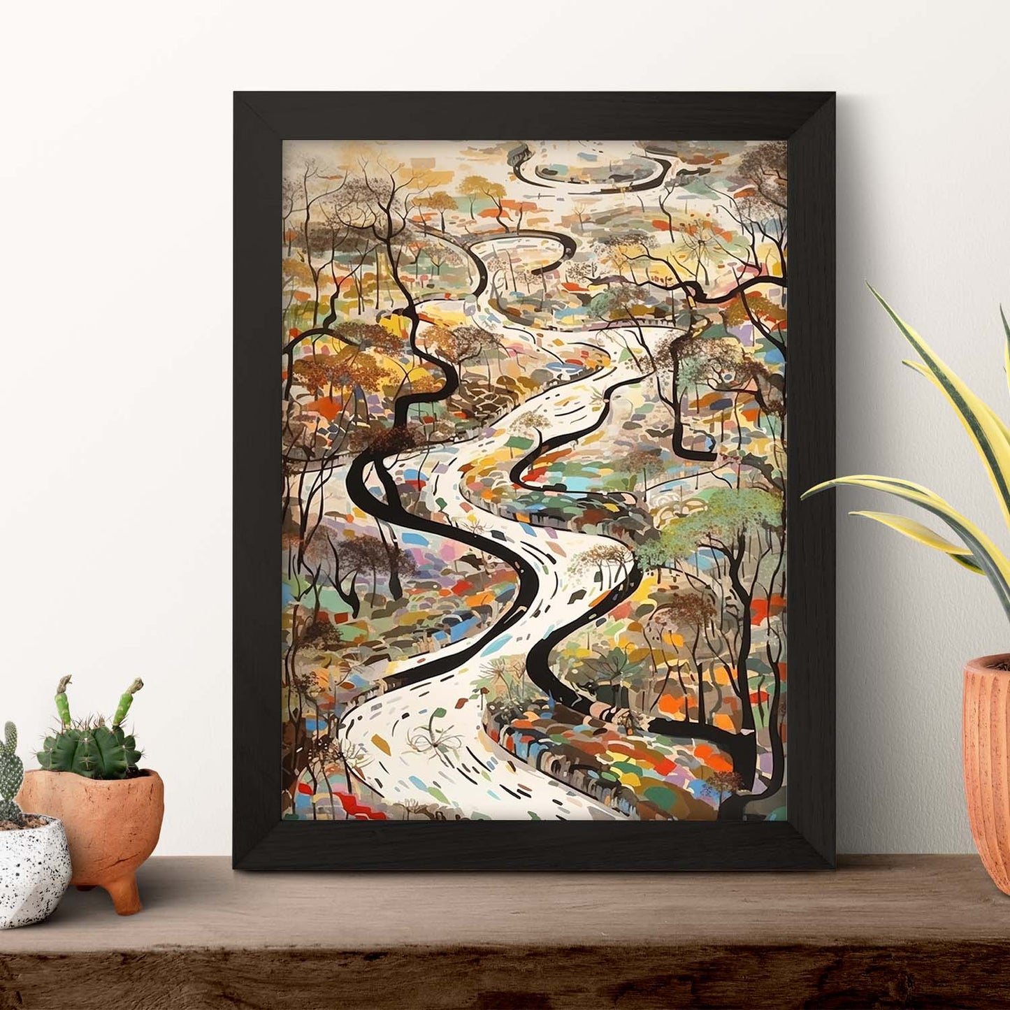 Póster Abstracto de Líneas Curvas Wu Guanzho