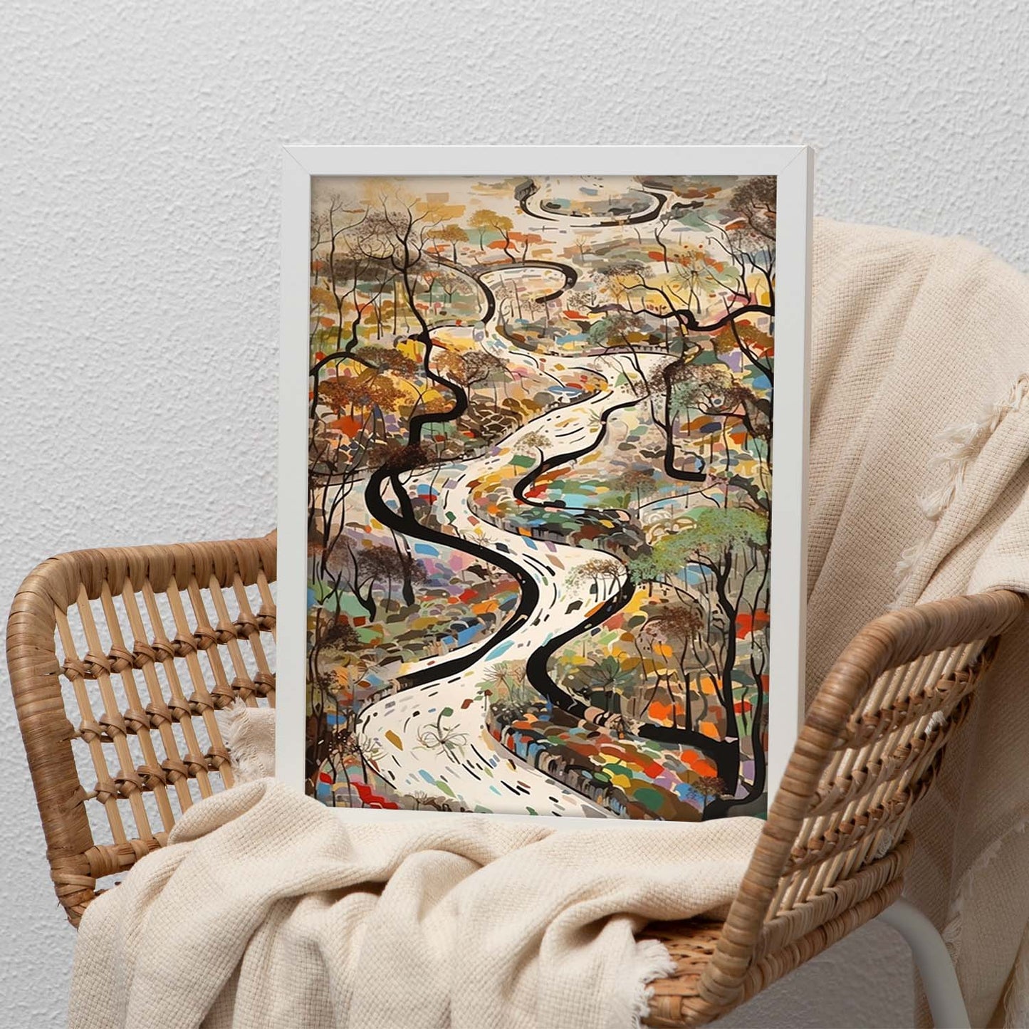 Póster Abstracto de Líneas Curvas Wu Guanzho