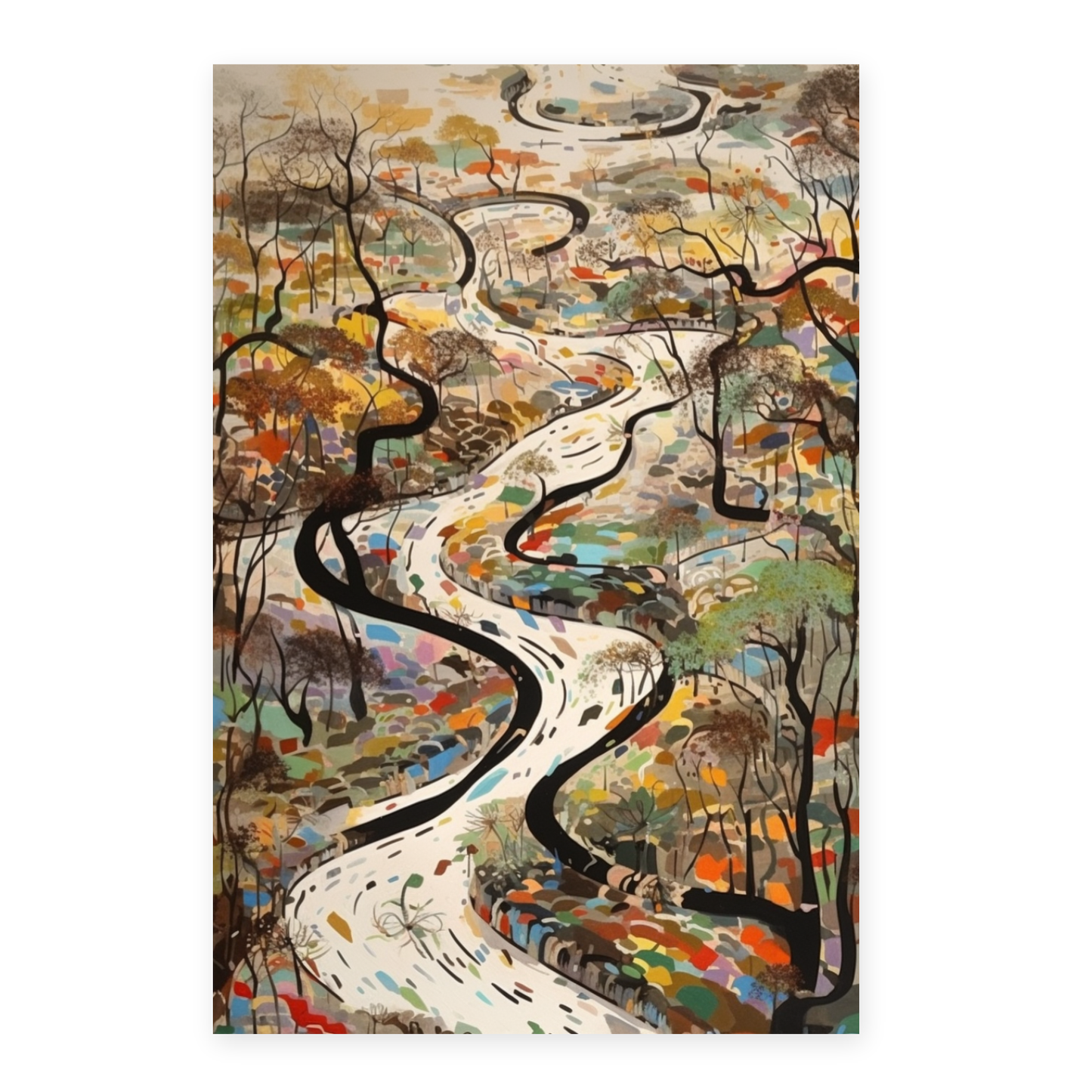 Póster Abstracto de Líneas Curvas Wu Guanzho