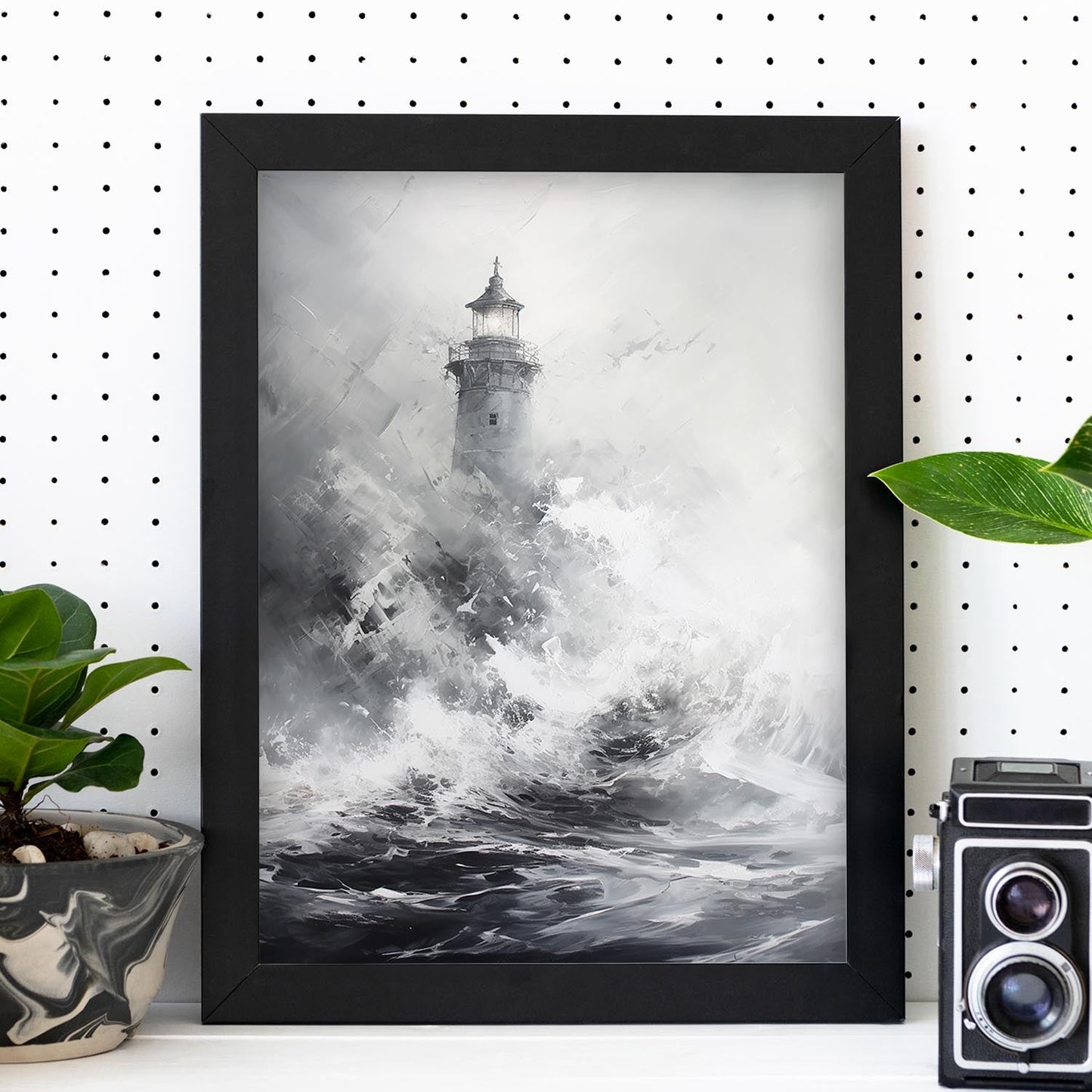 Póster de Pintura Abstracta en Oleo Blanco Masivo