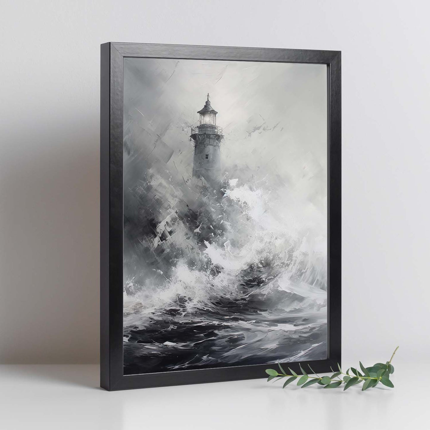 Póster de Pintura Abstracta en Oleo Blanco Masivo