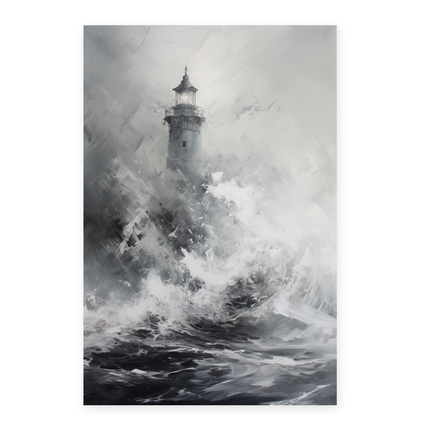 Póster de Pintura Abstracta en Oleo Blanco Masivo