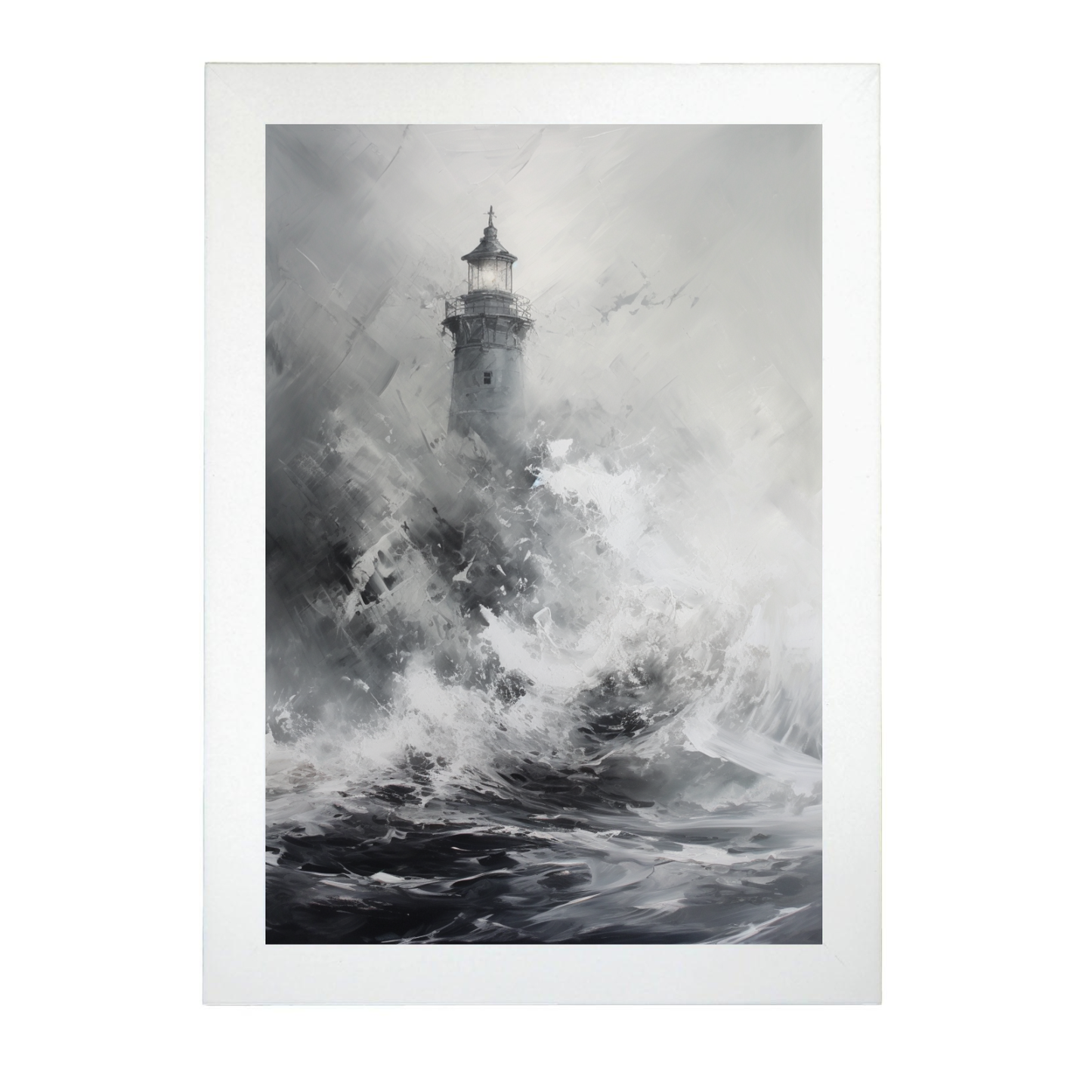Póster de Pintura Abstracta en Oleo Blanco Masivo