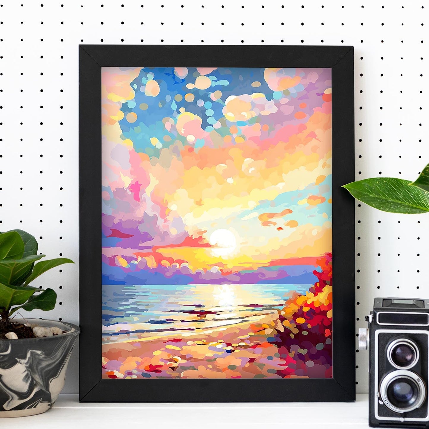 Lámina de Atardecer en Playa Pintura al Óleo