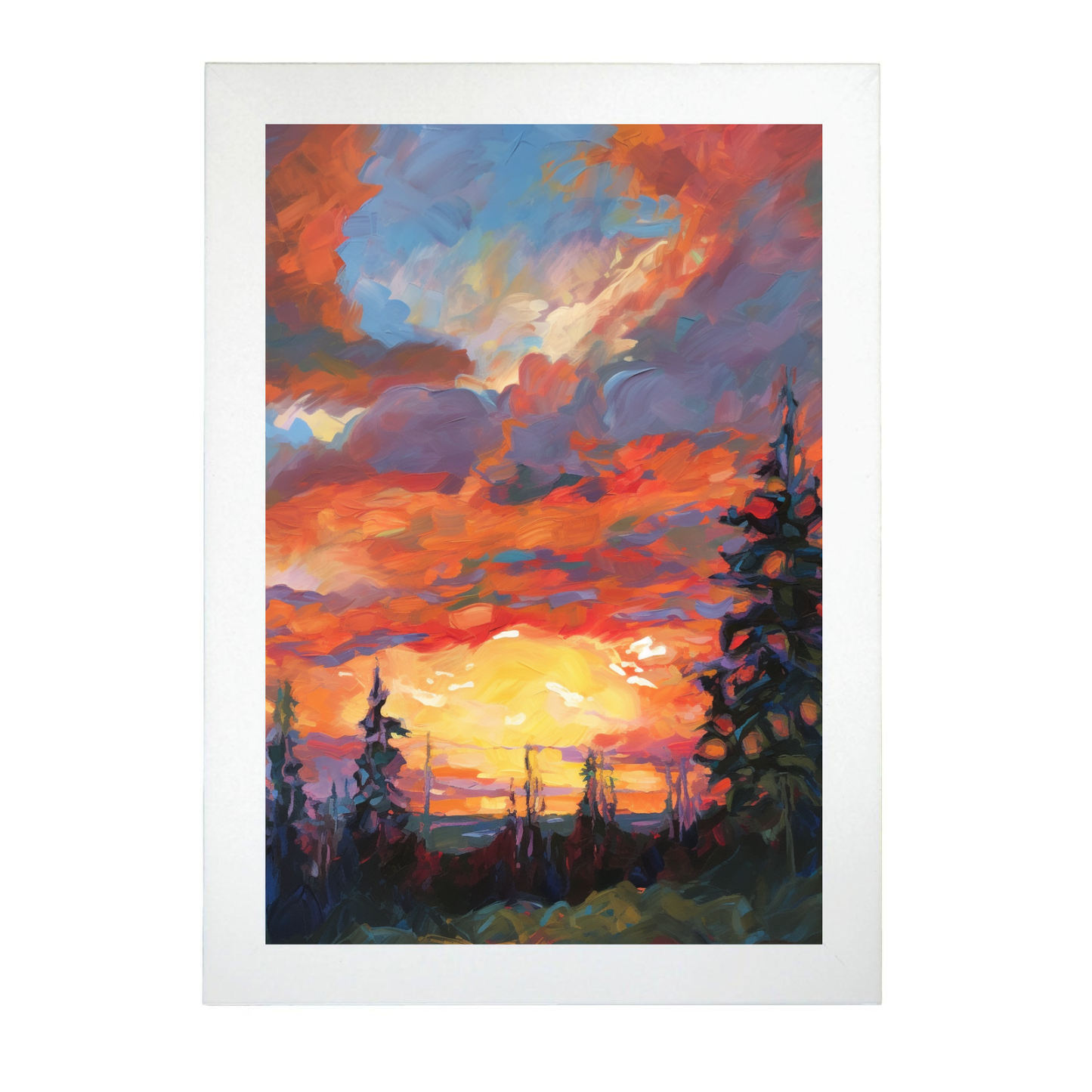 Póster Fauvista de Puesta de Sol en Óleo
