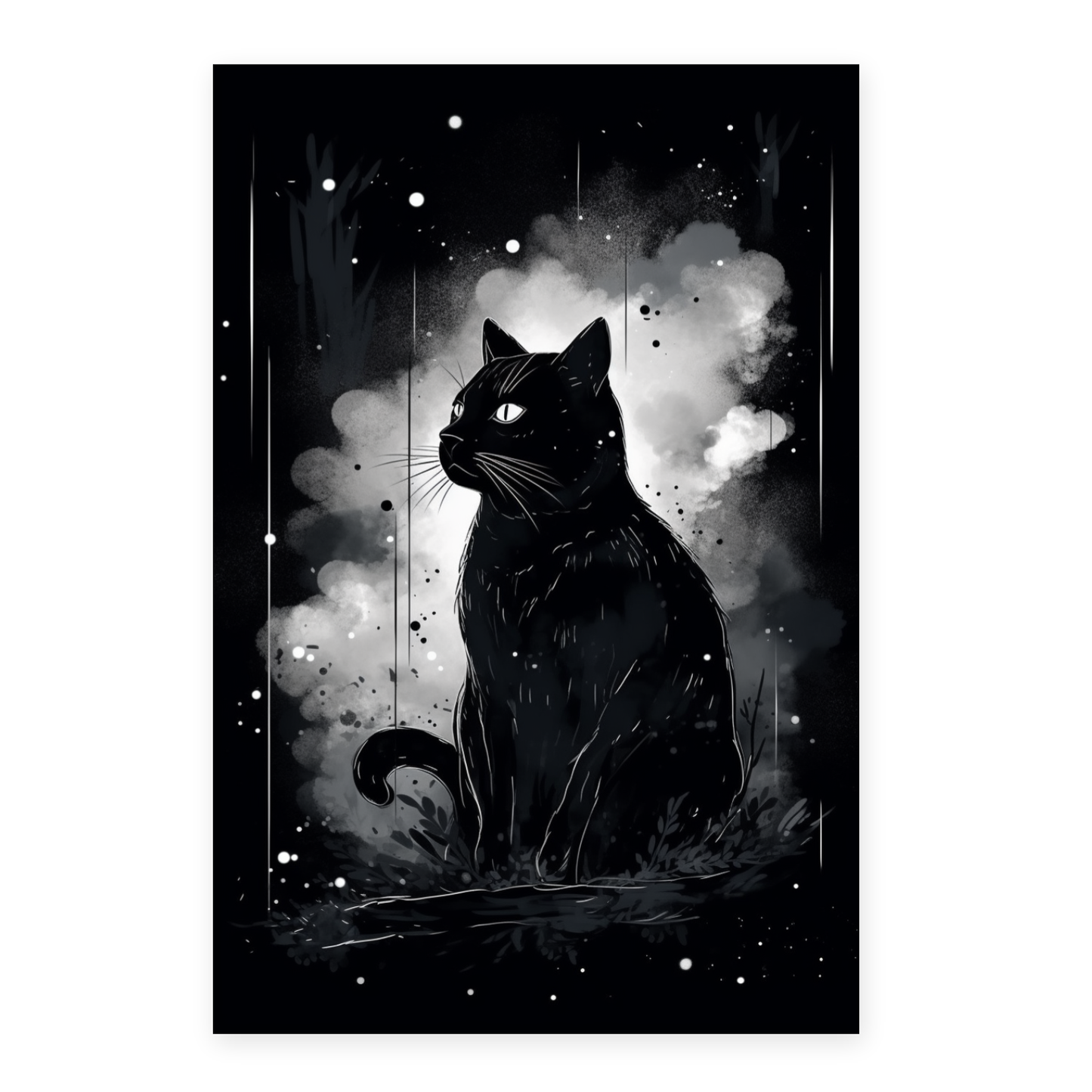 Póster de pintura surrealista japonesa Sumi-E