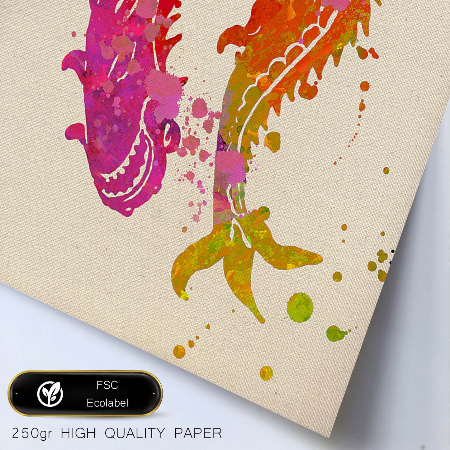 Poster de Piscis a estilo acuarela. Láminas de los símbolos del zodiaco con diseños coloridos de pintura acuarela.-Artwork-Nacnic-Nacnic Estudio SL