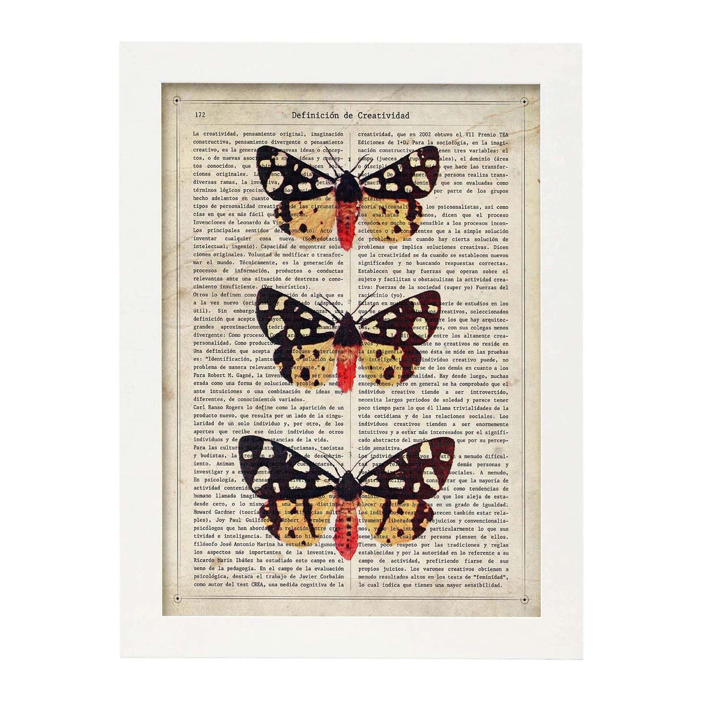 Poster de Polilla tigre. Láminas de mariposas. Decoración de mariposas y polillas.-Artwork-Nacnic-A3-Marco Blanco-Nacnic Estudio SL