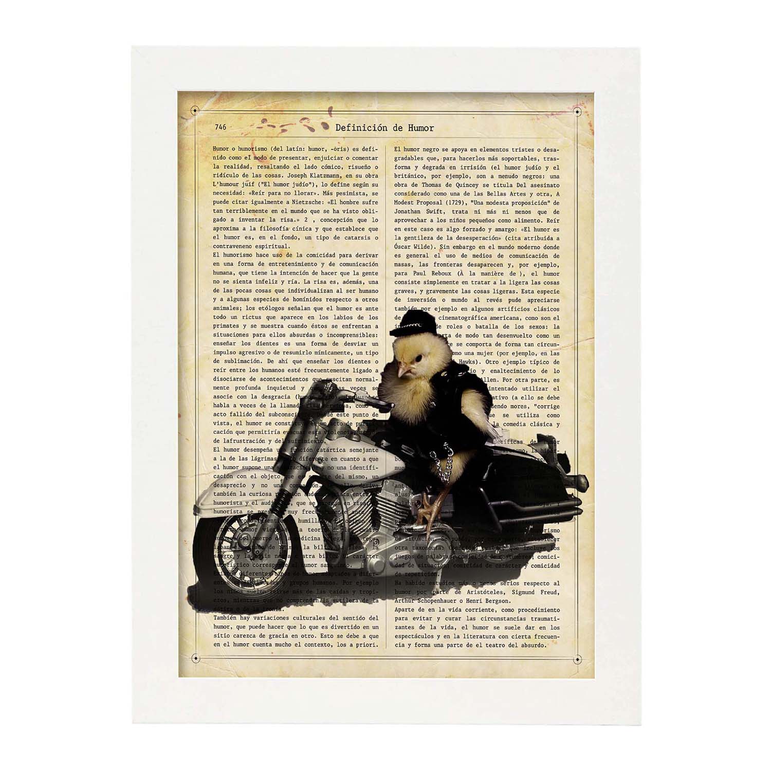 Poster de Pollo en moto. Láminas de animales con definiciones. Ilustraciones de animales con textos.-Artwork-Nacnic-Nacnic Estudio SL