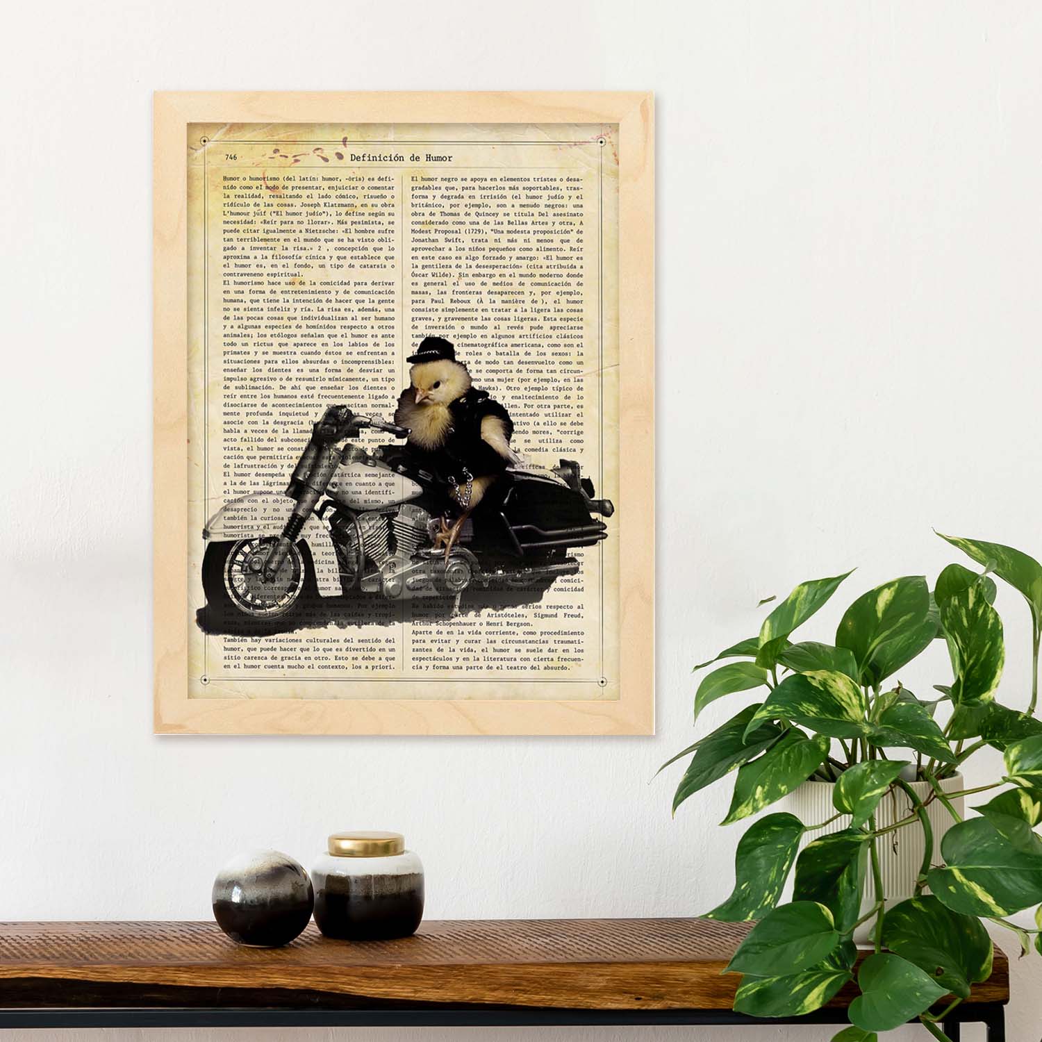 Poster de Pollo en moto. Láminas de animales con definiciones. Ilustraciones de animales con textos.-Artwork-Nacnic-Nacnic Estudio SL