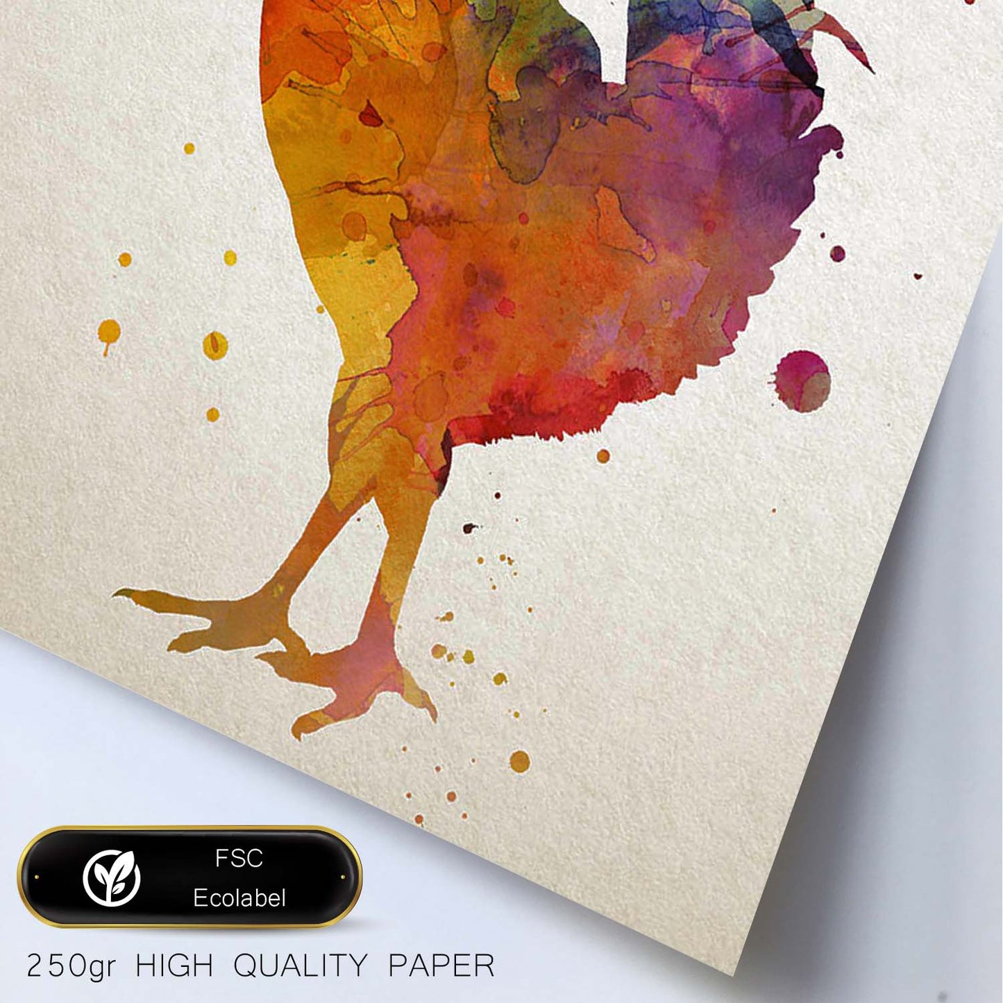 Poster de Pollo estilo acuarela. Láminas de animales con estilo acuarela-Artwork-Nacnic-Nacnic Estudio SL