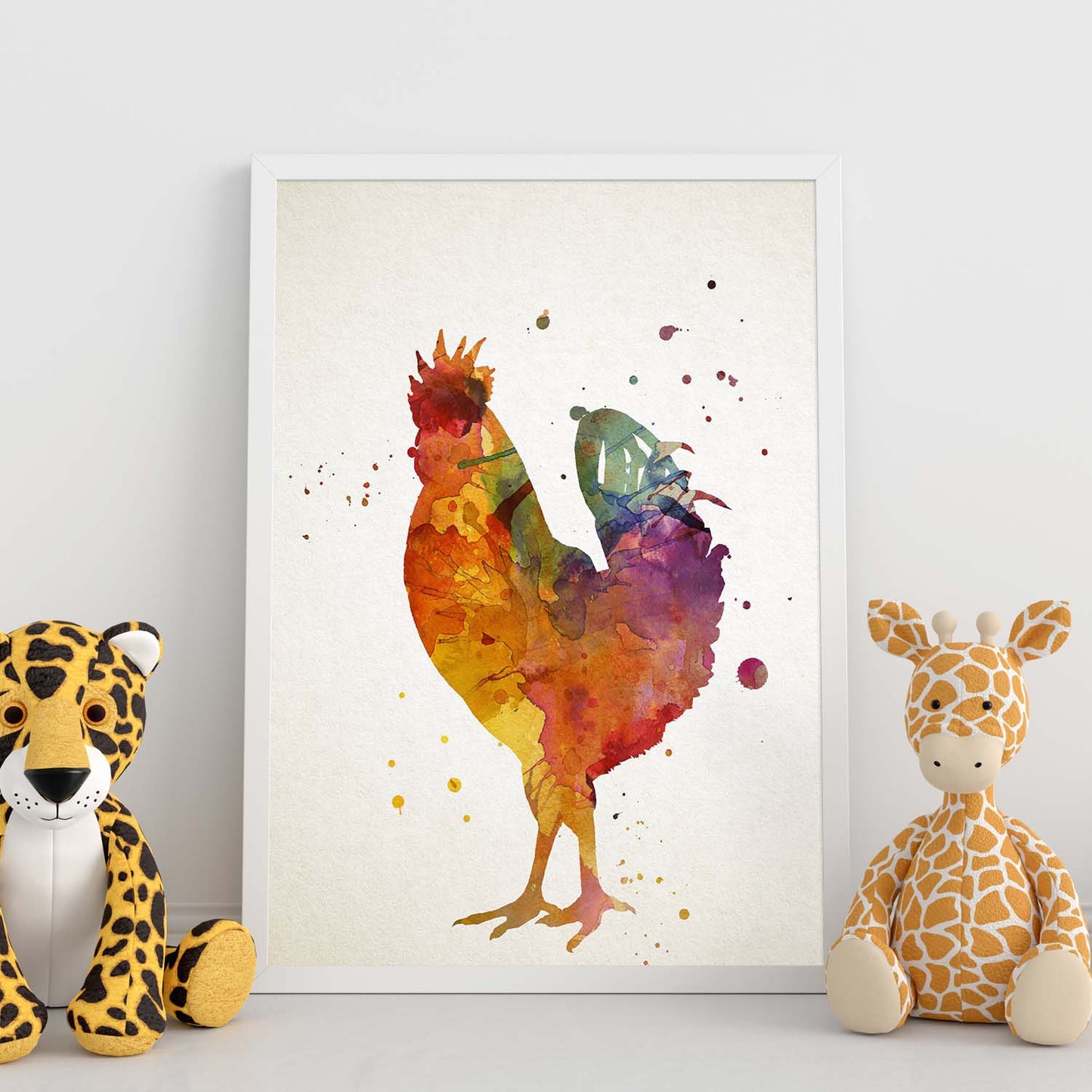 Poster de Pollo estilo acuarela. Láminas de animales con estilo acuarela-Artwork-Nacnic-Nacnic Estudio SL