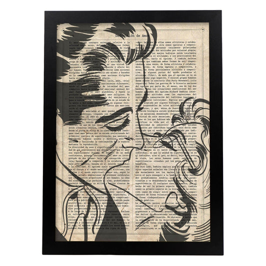 Poster de Pop Art. Lámina de Beso. Diseños coloridos con temática Pop Art.-Artwork-Nacnic-A4-Marco Negro-Nacnic Estudio SL