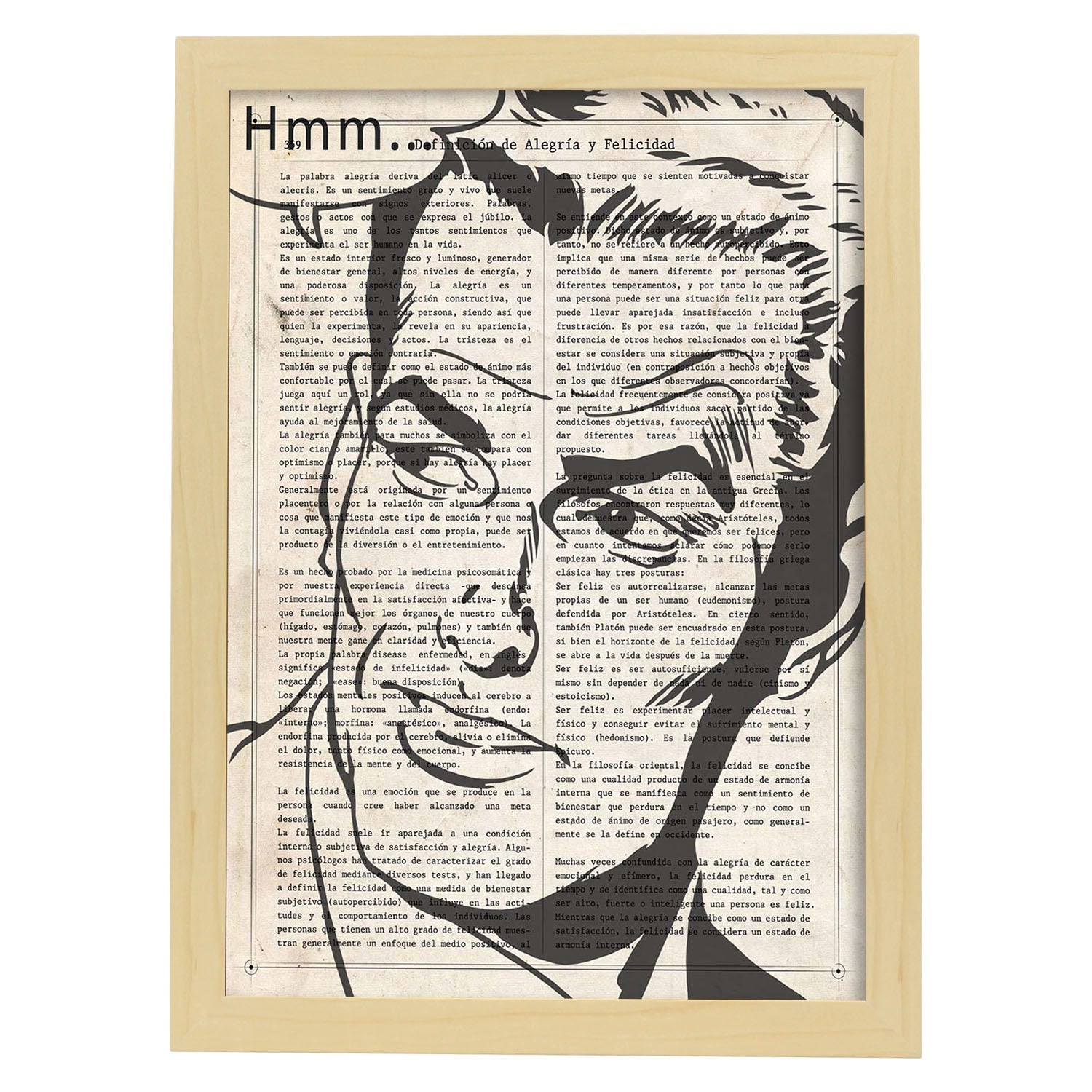 Poster de Pop Art. Lámina de Hombre pensando. Diseños coloridos con temática Pop Art.-Artwork-Nacnic-A4-Marco Madera clara-Nacnic Estudio SL