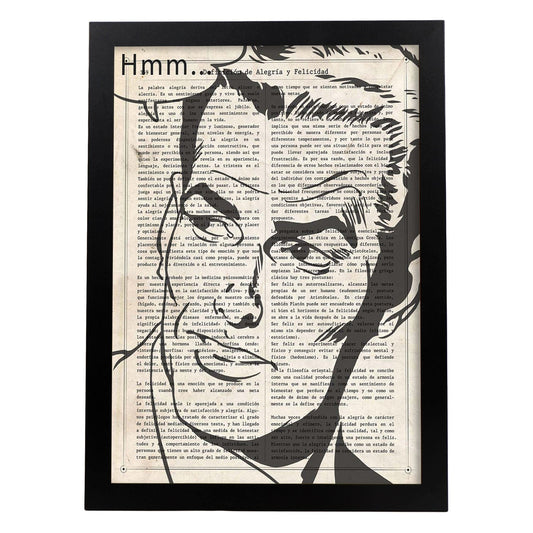 Poster de Pop Art. Lámina de Hombre pensando. Diseños coloridos con temática Pop Art.-Artwork-Nacnic-A4-Marco Negro-Nacnic Estudio SL