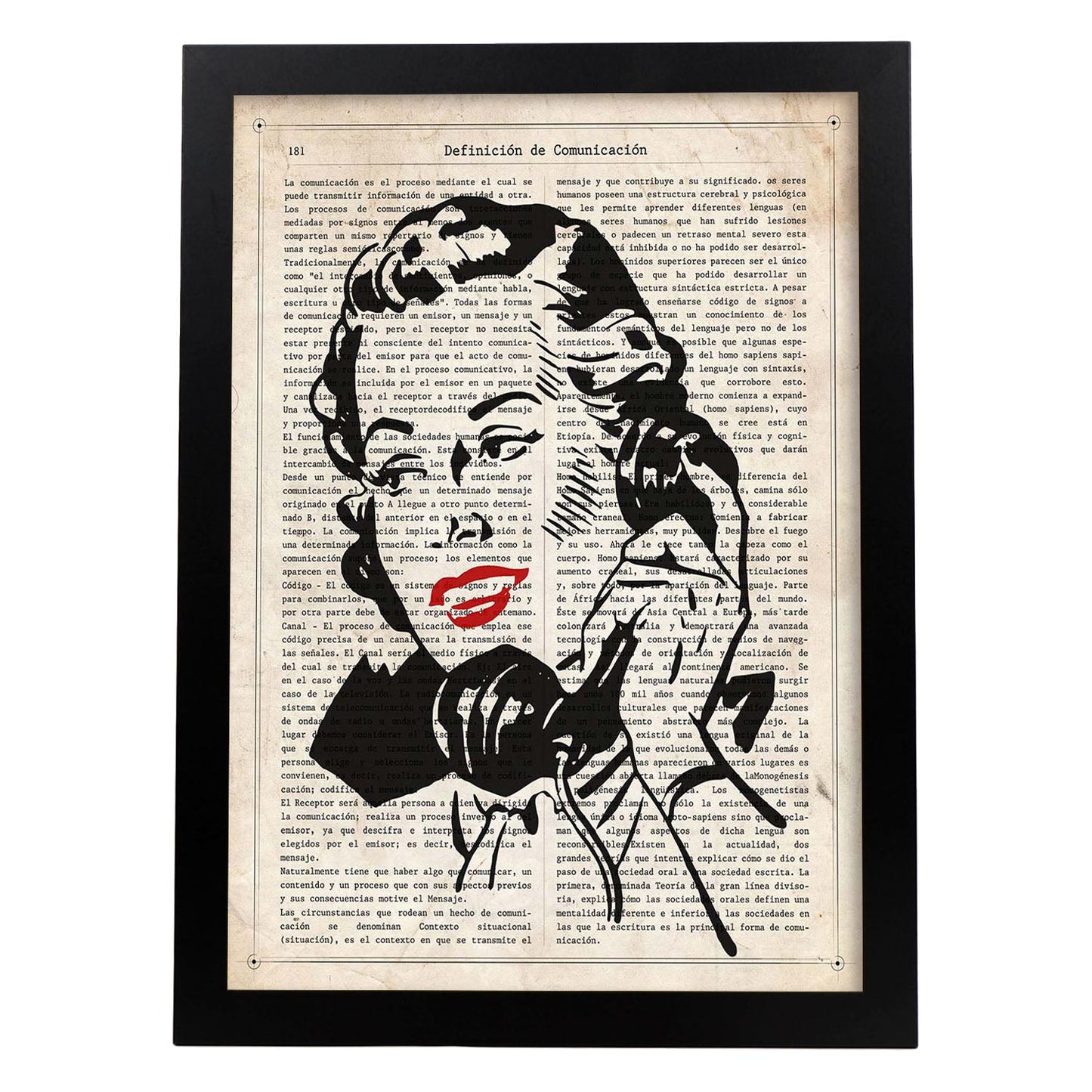 Poster de Pop Art. Lámina de Mujer al telefono. Diseños coloridos con temática Pop Art.-Artwork-Nacnic-A3-Marco Negro-Nacnic Estudio SL