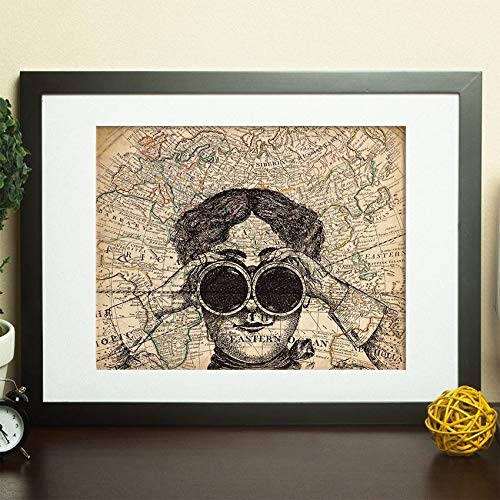 Poster de Prismaticos en el mundo. Láminas de mapas del mundo. Decoración con mapas e imágenes vintage.-Artwork-Nacnic-Nacnic Estudio SL