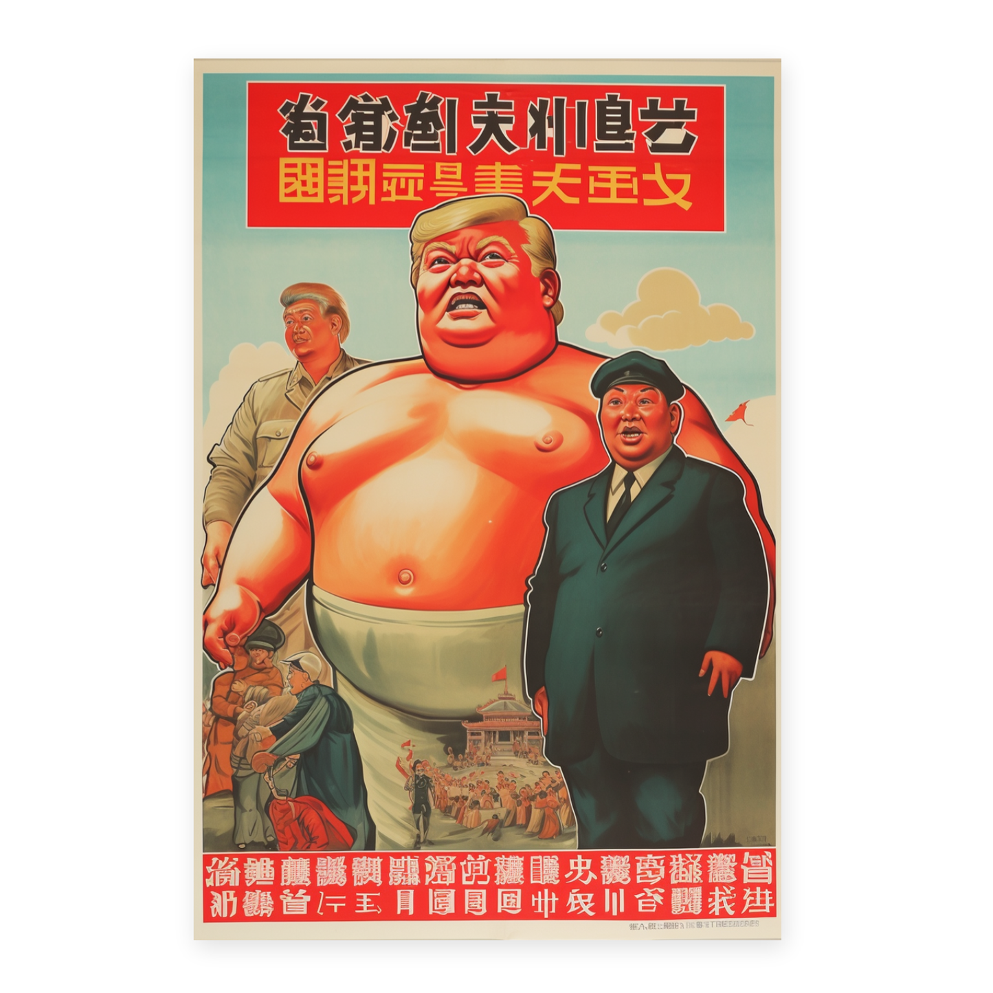 Póster Estilo Chino con Personas