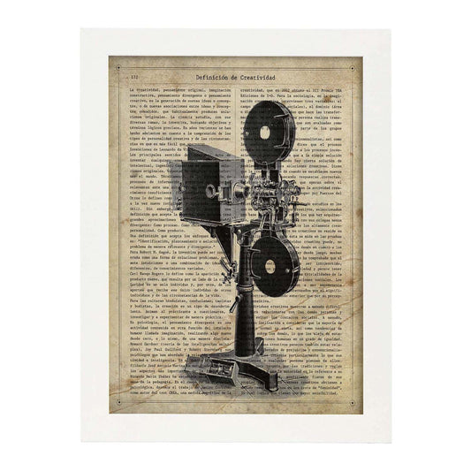 Poster de Proyector de cine. Láminas vintage con definiciones. Diseño de interiores.-Artwork-Nacnic-A4-Marco Blanco-Nacnic Estudio SL