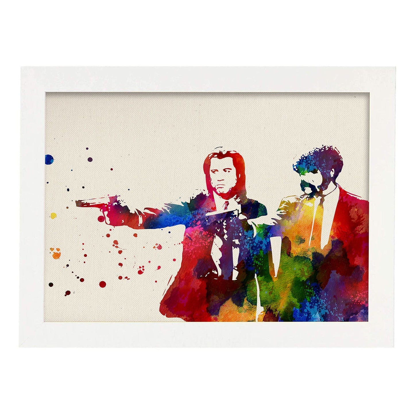 Poster de Pulp Fiction con diseño acuarela. Mix de láminas con estilo acuarela-Artwork-Nacnic-A3-Marco Blanco-Nacnic Estudio SL