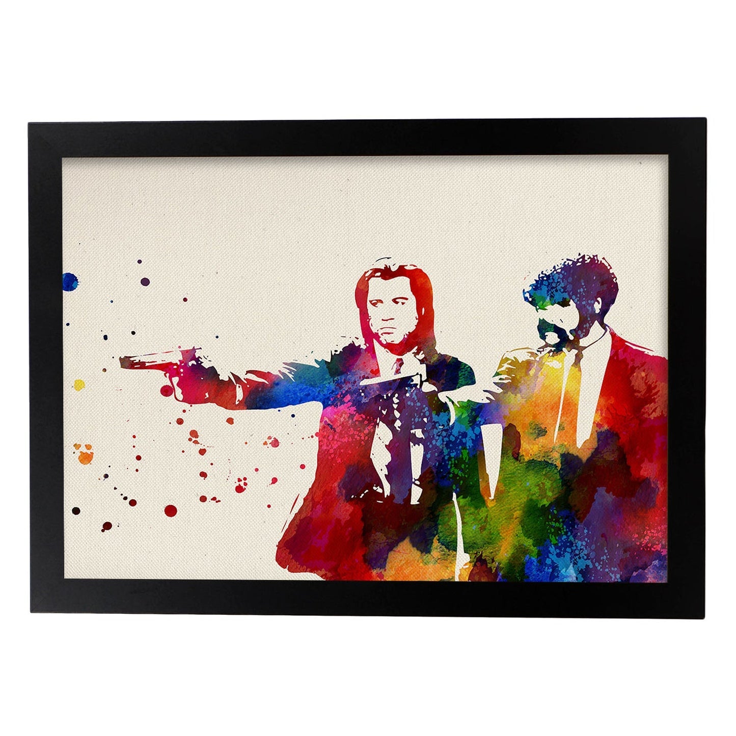 Poster de Pulp Fiction con diseño acuarela. Mix de láminas con estilo acuarela-Artwork-Nacnic-A4-Marco Negro-Nacnic Estudio SL