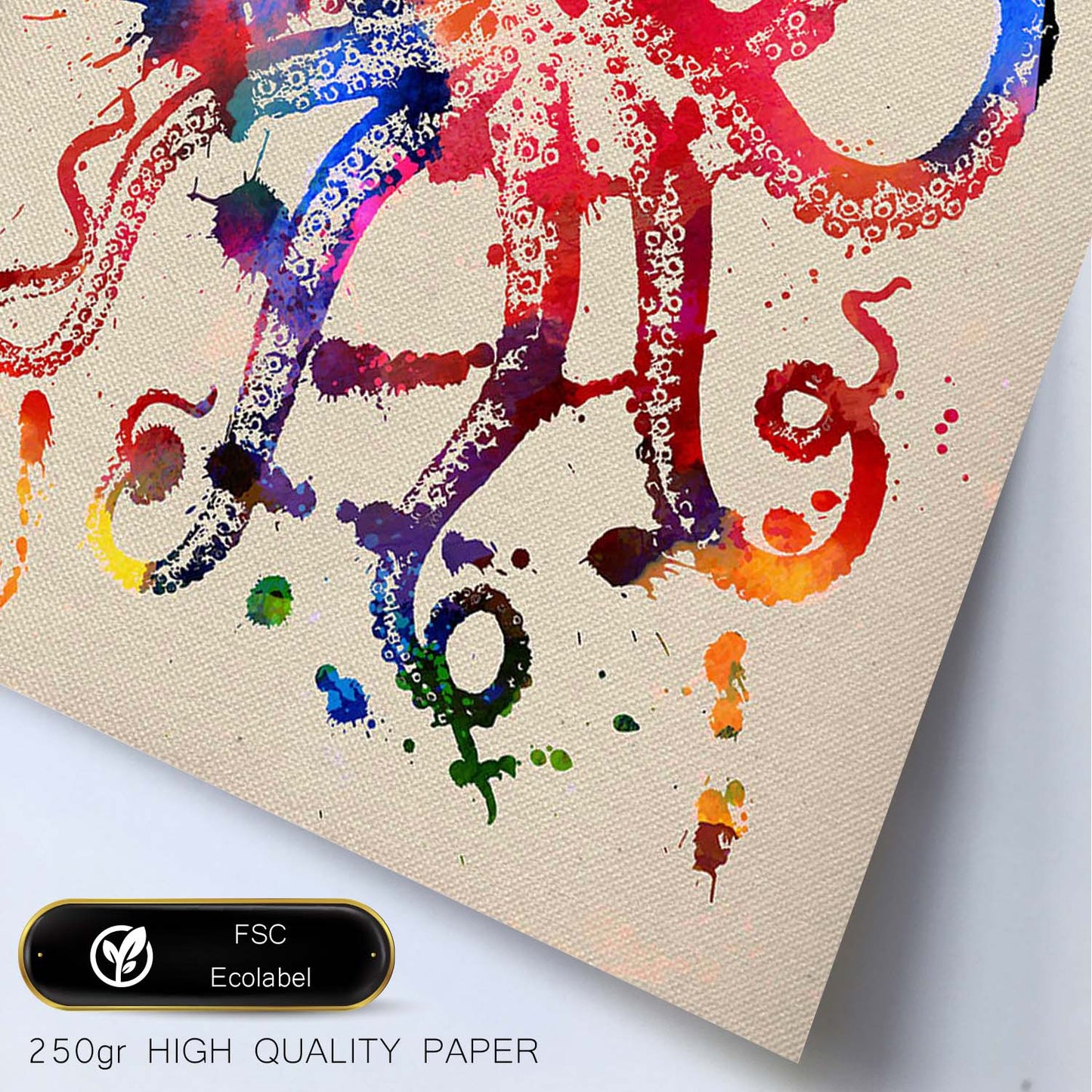 Poster de Pulpo con diseño acuarela. Mix de láminas con estilo acuarela-Artwork-Nacnic-Nacnic Estudio SL