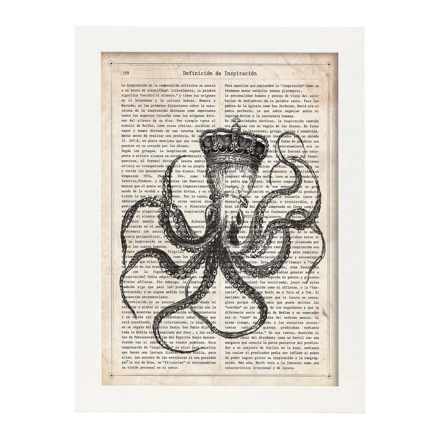 Poster de Pulpo reina. Láminas de animales con definiciones. Ilustraciones de animales con textos.-Artwork-Nacnic-Nacnic Estudio SL