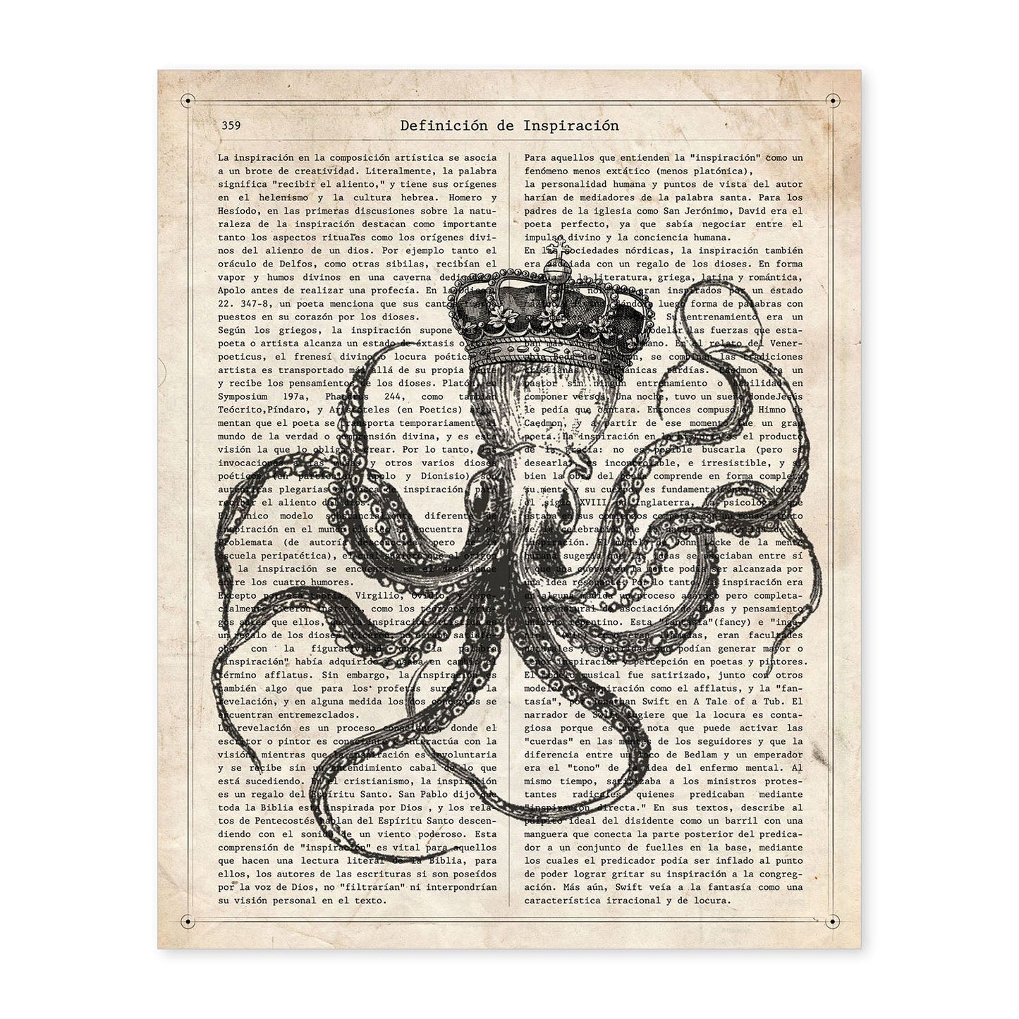 Poster de Pulpo reina. Láminas de animales con definiciones. Ilustraciones de animales con textos.-Artwork-Nacnic-A4-Sin marco-Nacnic Estudio SL