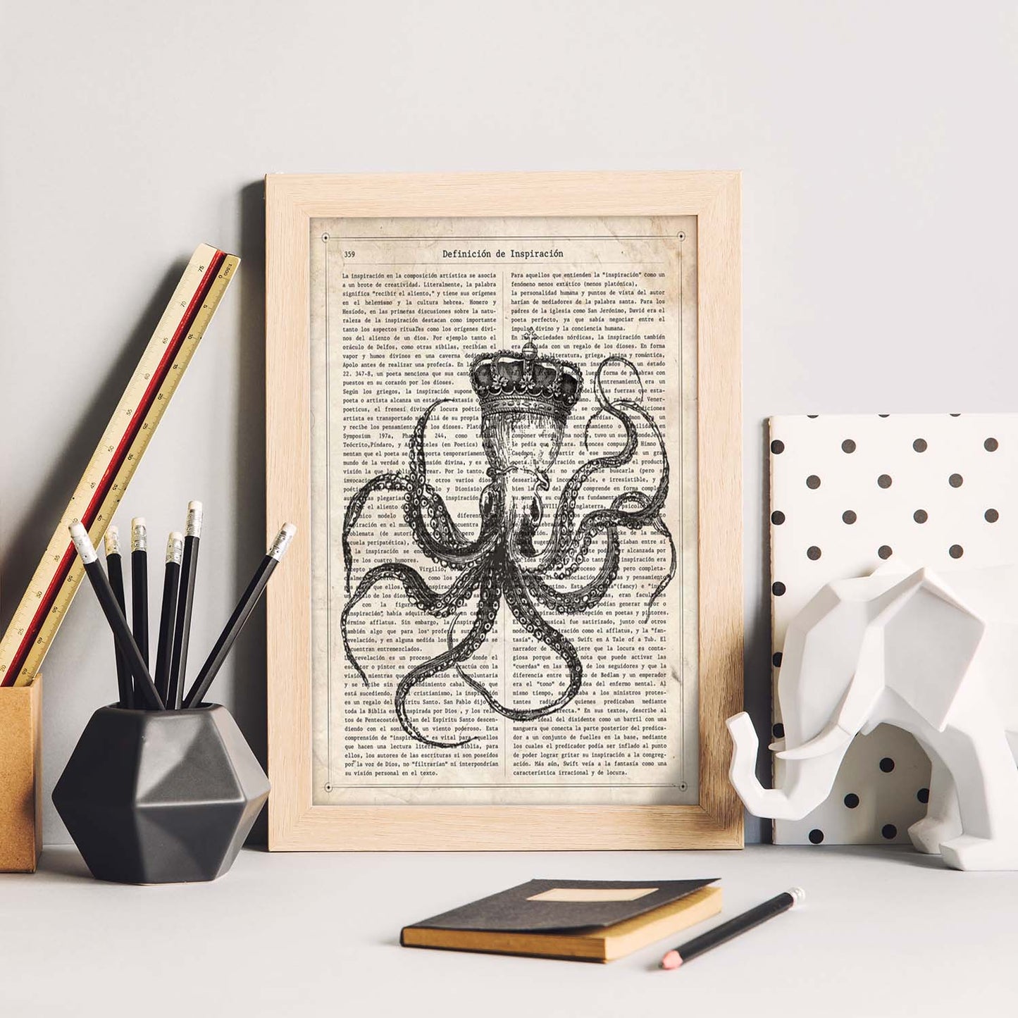 Poster de Pulpo reina. Láminas de animales con definiciones. Ilustraciones de animales con textos.-Artwork-Nacnic-Nacnic Estudio SL